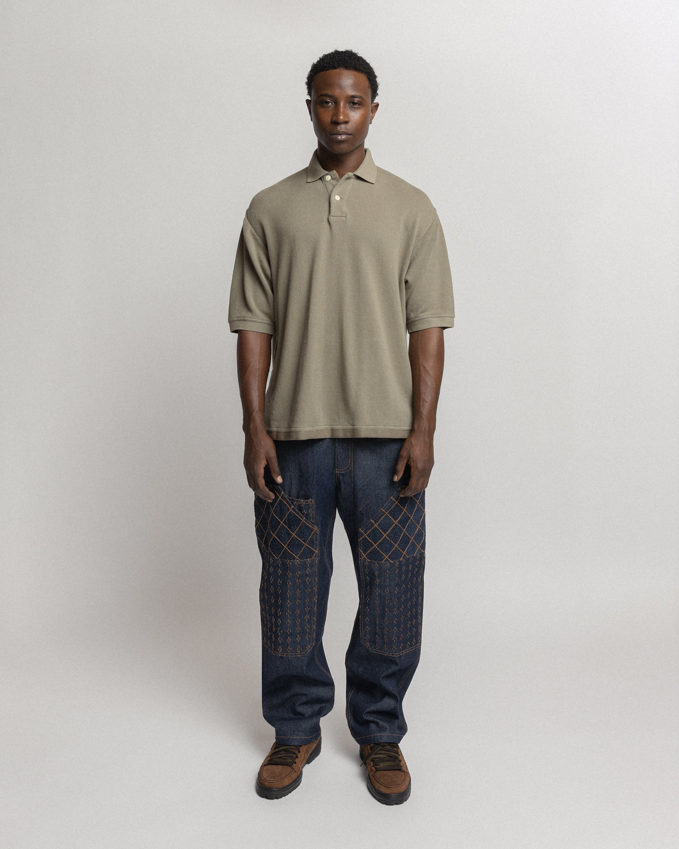 COTTAGE SS GIANT POLO - AGED SAGE COTTON PIQUE