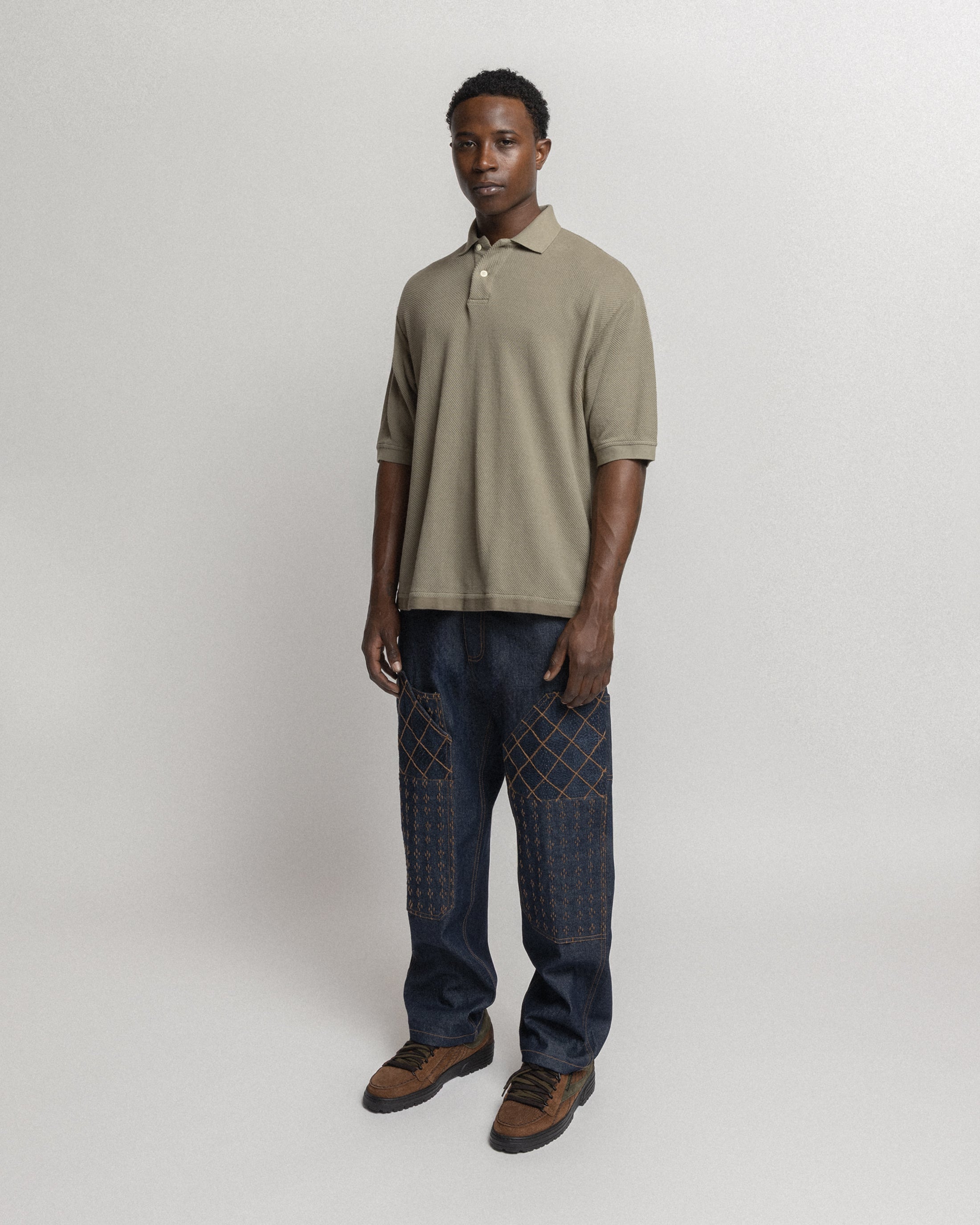 COTTAGE SS GIANT POLO - AGED SAGE COTTON PIQUE