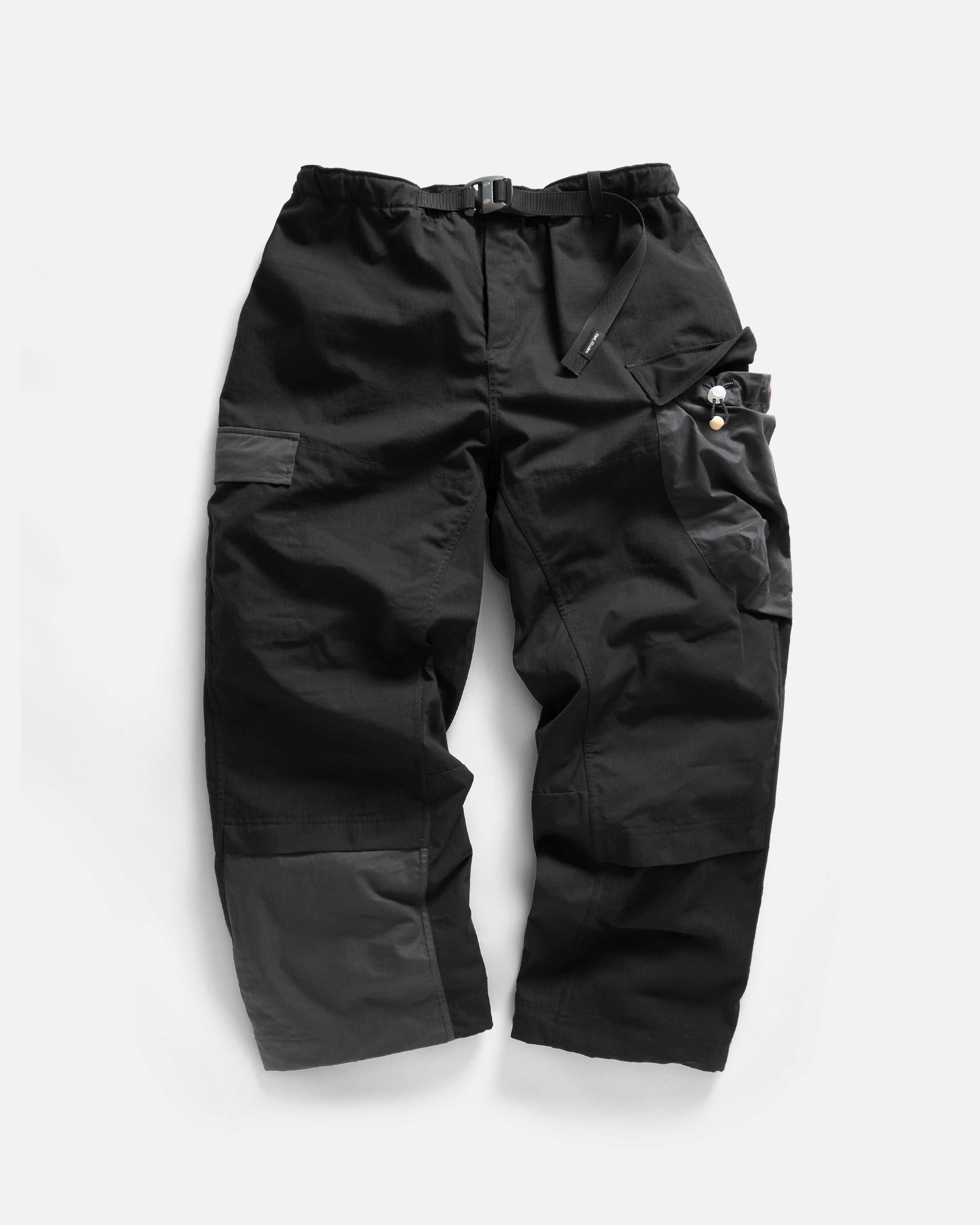 EAST STUDIES MP-109 MOUNTAIN PANT - ELFIN SADDLE COTTON RIPSTOP / SUNBLEACHED BLACK WASHED WAXED COTTON / BLACK HBT MIL-SPEC COTTON