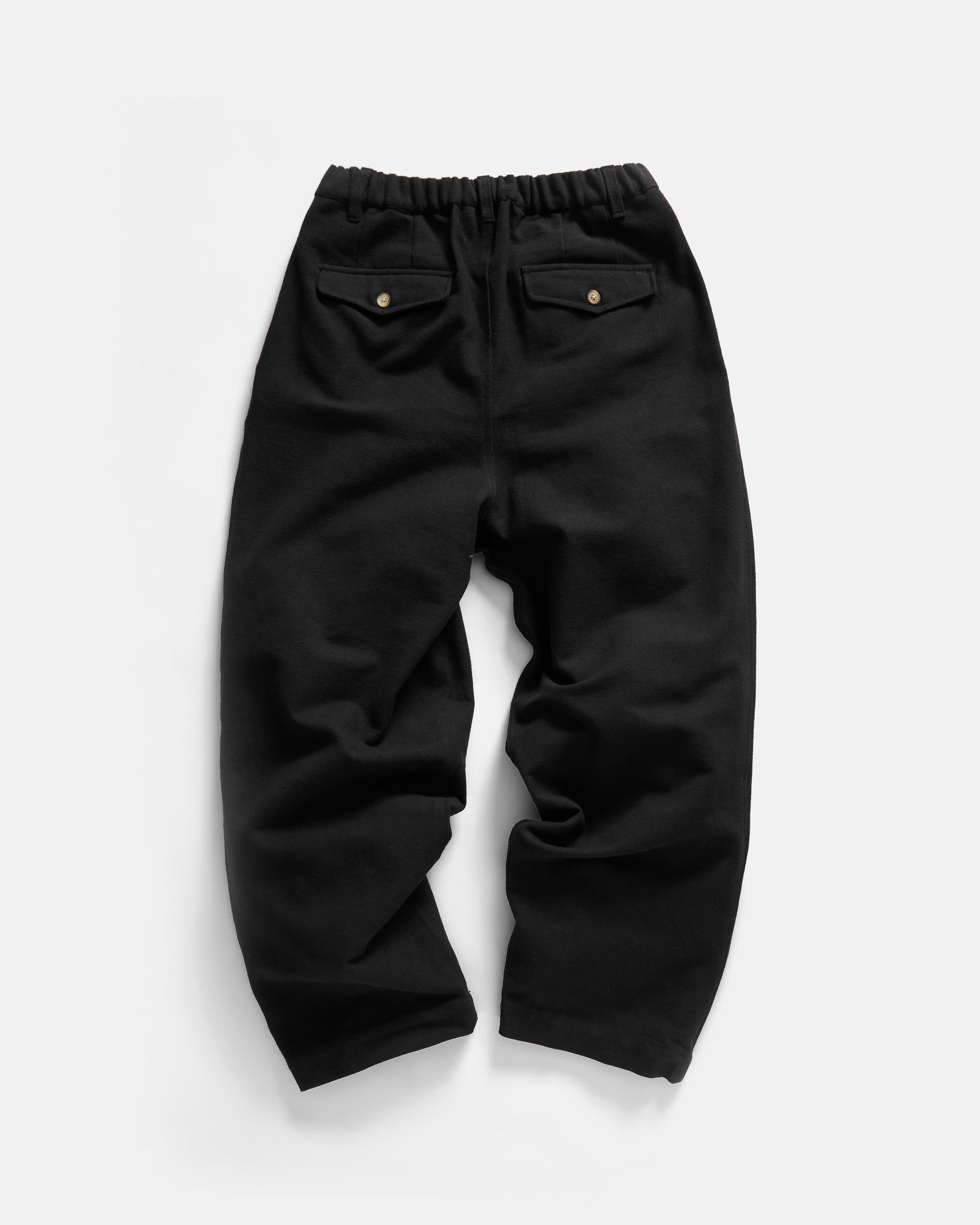 KELL PLEATED BIG PANT - BLACK HANDSPUN COTTON CANVAS