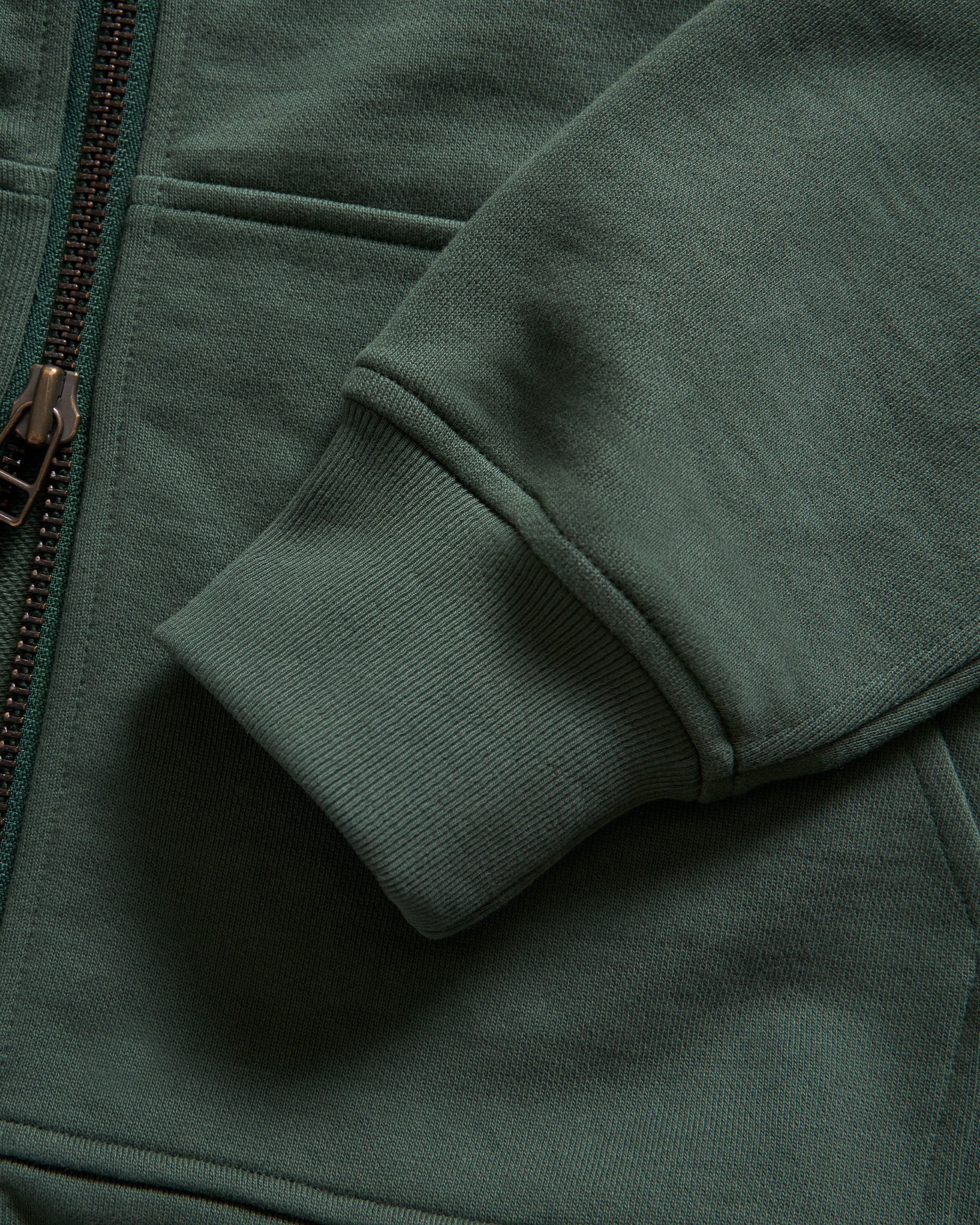 TOLMIE FULLZIP SWEATSHIRT - JUNGLE GREEN 19oz. ALL COTTON FLEECE