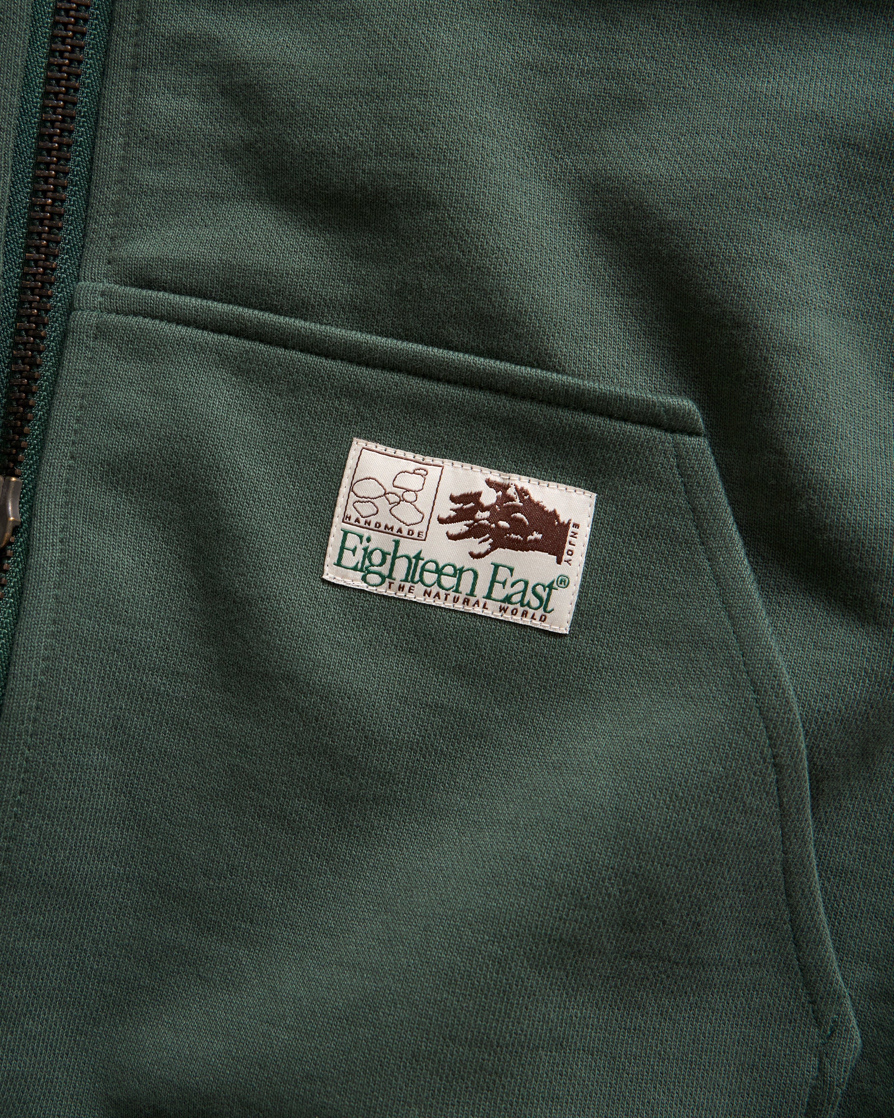 TOLMIE FULLZIP SWEATSHIRT - JUNGLE GREEN 19oz. ALL COTTON FLEECE