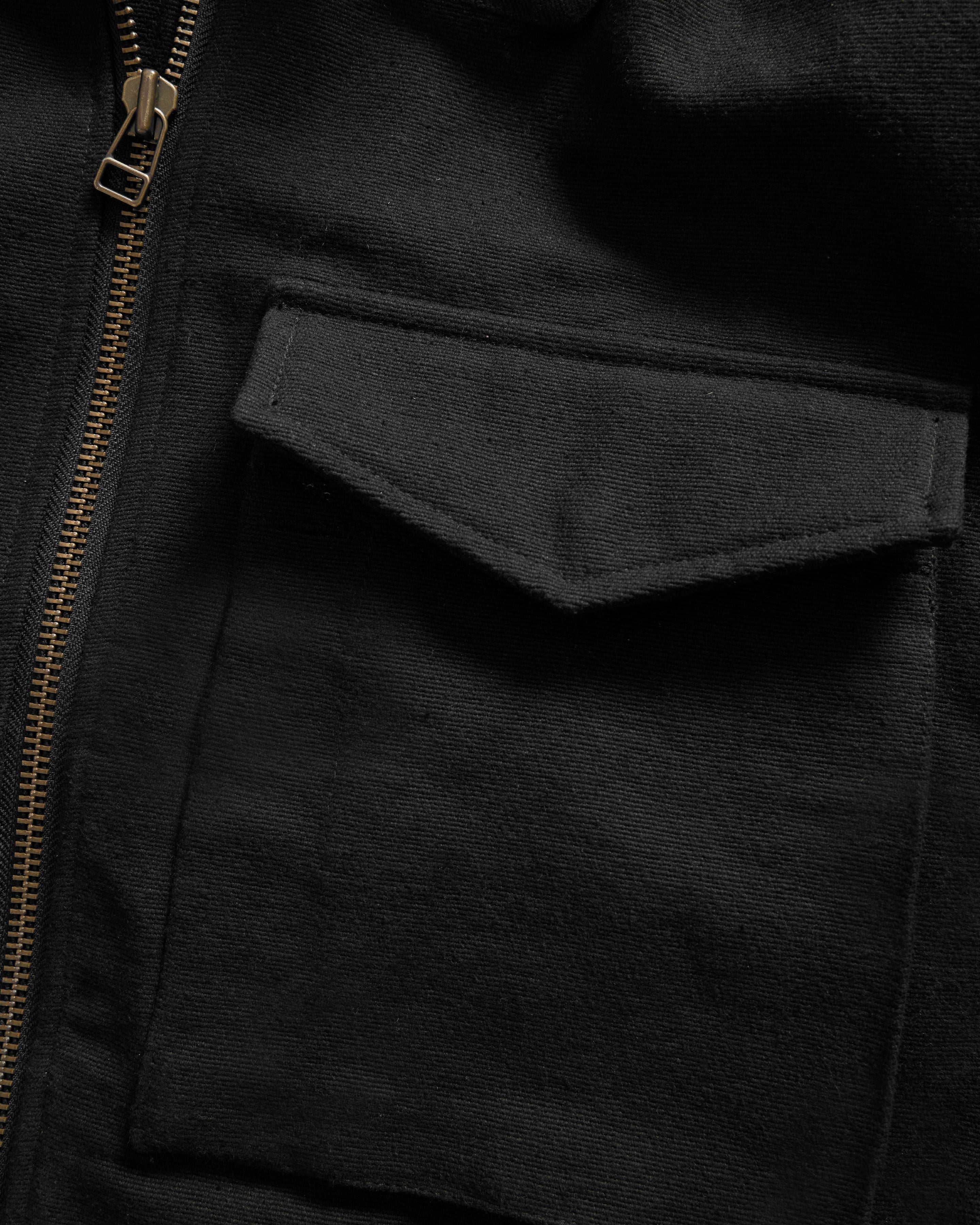 ASYMMETRIC WEP FLIGHT JACKET - BLACK HANDSPUN COTTON CANVAS