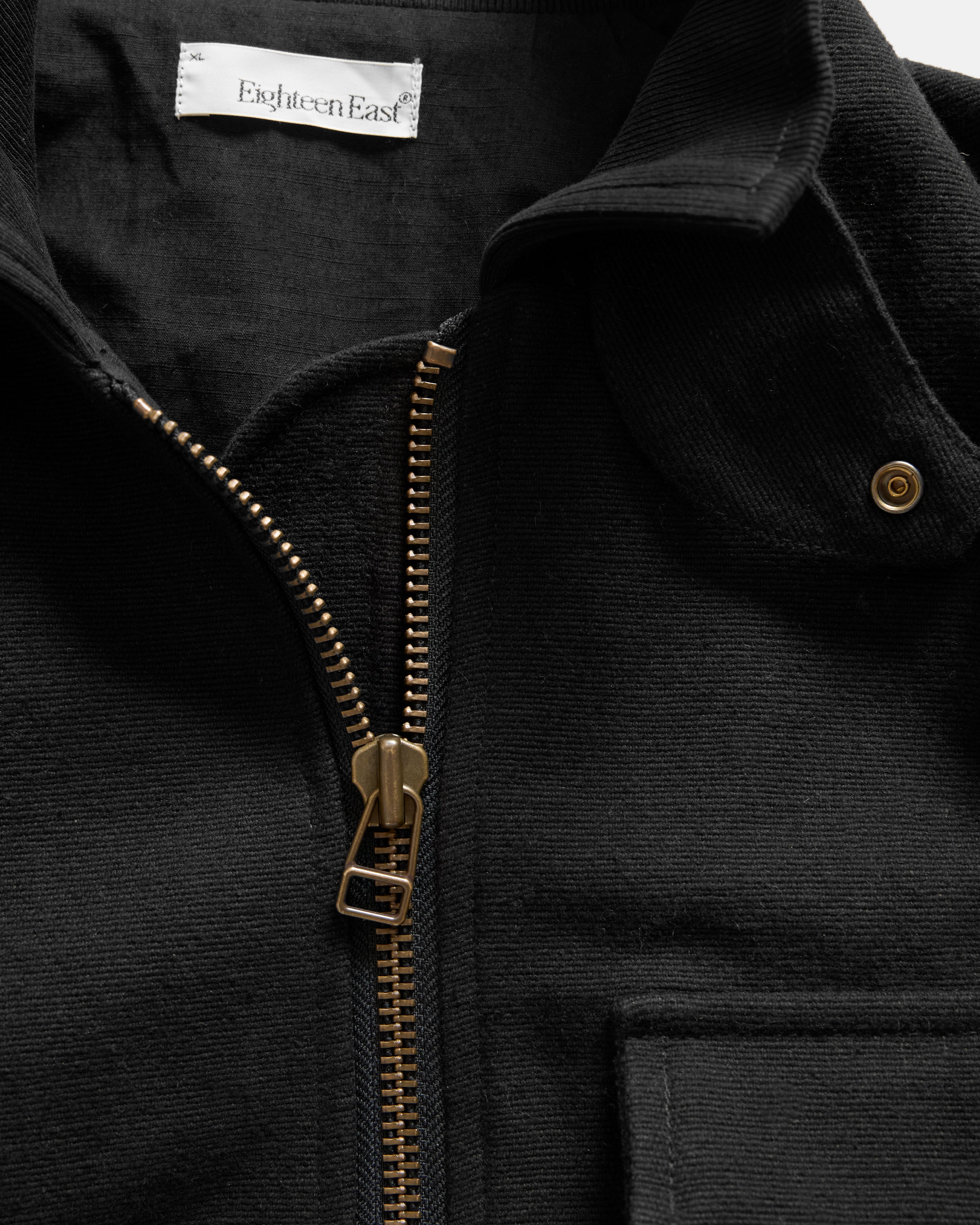 ASYMMETRIC WEP FLIGHT JACKET - BLACK HANDSPUN COTTON CANVAS