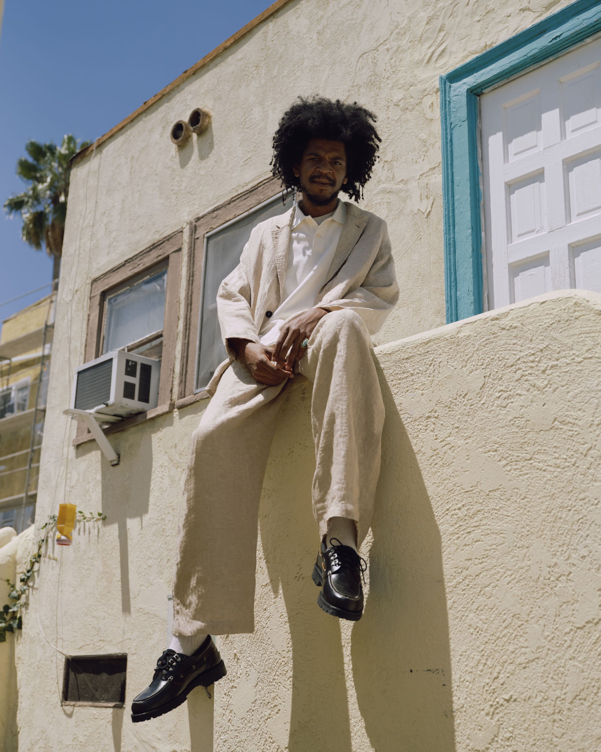 TINO DOUBLE PLEATED WIDE EASY PANT - DUNE LINEN TWILL