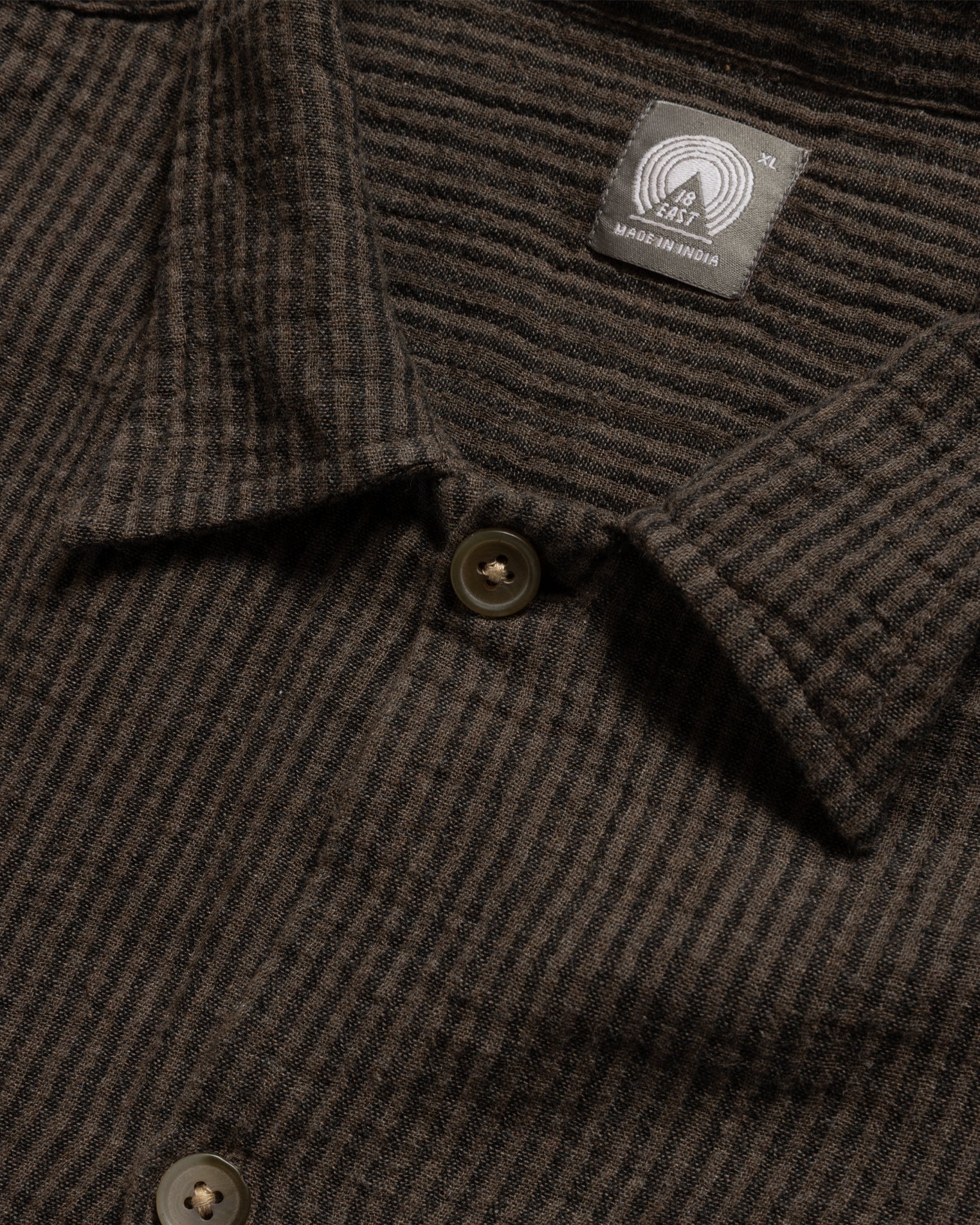 WES STRAIGHT HEM WORK SHIRT - DRIED ALMOND / BLACK DOUBLE GAUZE COTTON