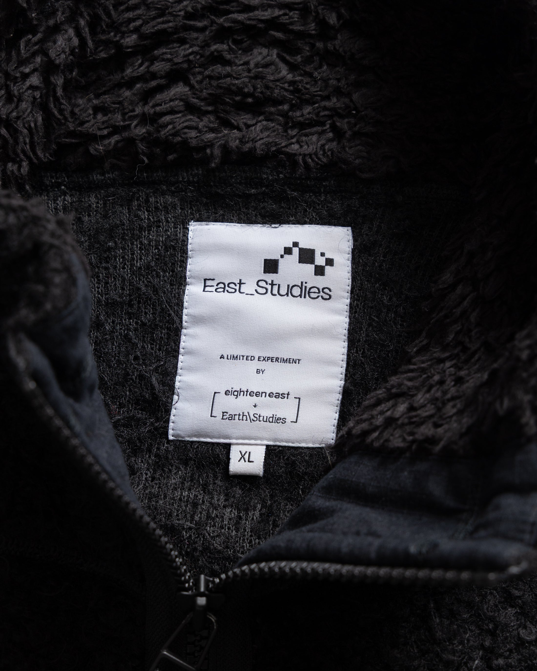 EAST STUDIES MS-110 ESCEP JACKET - ELFIN SADDLE "FOHAIR" BLENDED WOOLEN BOUCLÉ / WASHED BLACK RIPSTOP COTTON