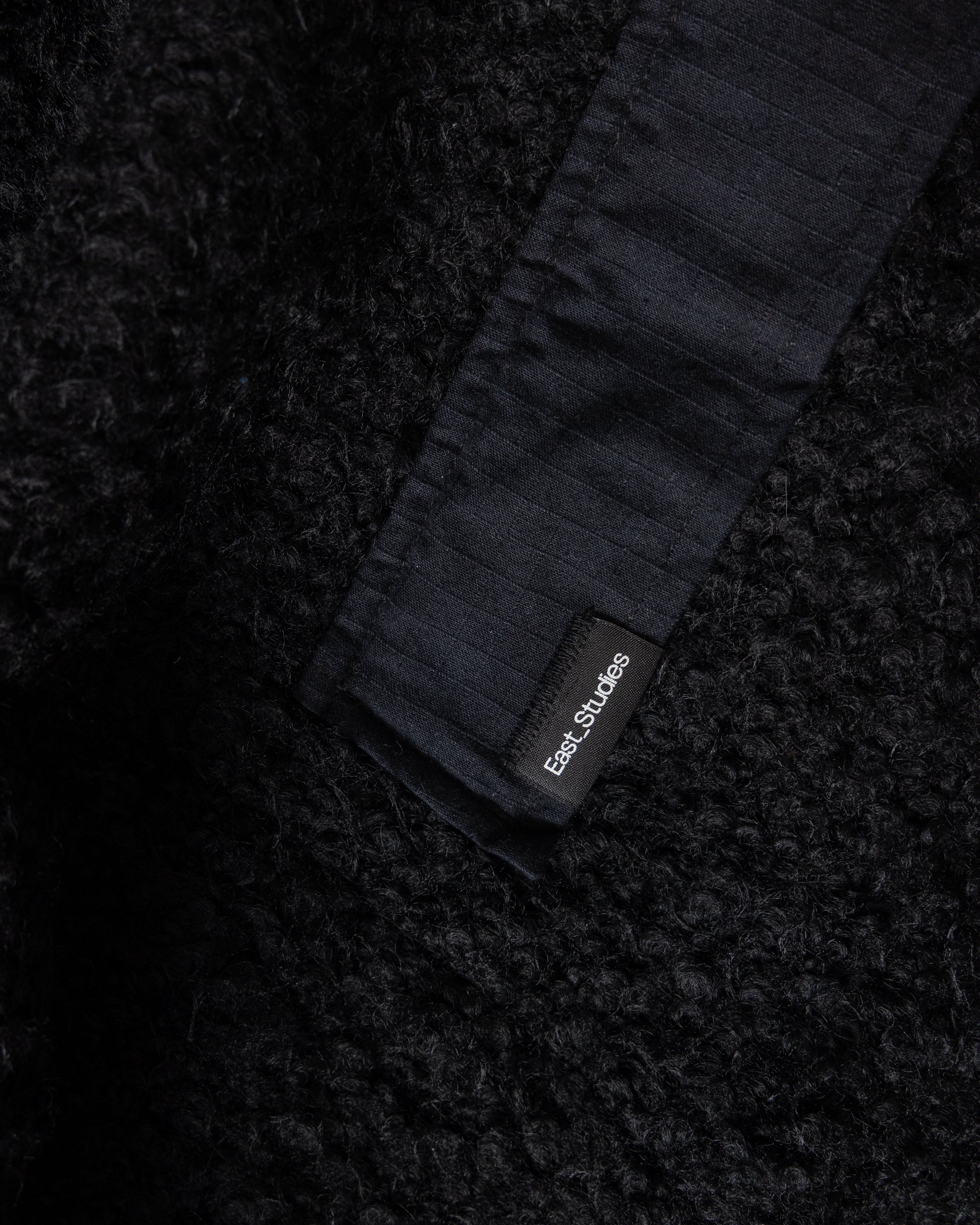 EAST STUDIES MS-110 ESCEP JACKET - ELFIN SADDLE "FOHAIR" BLENDED WOOLEN BOUCLÉ / WASHED BLACK RIPSTOP COTTON
