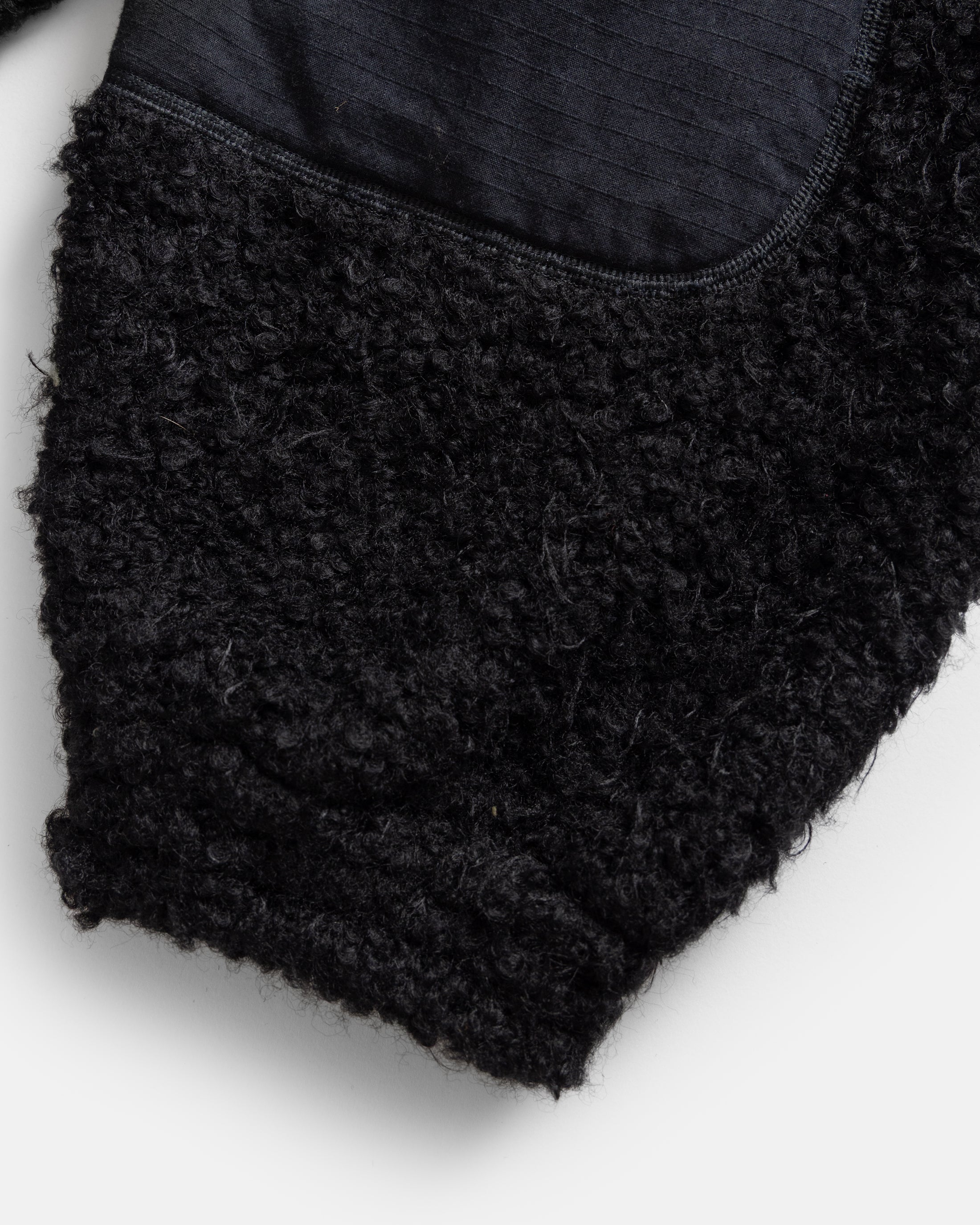 EAST STUDIES MS-110 ESCEP JACKET - ELFIN SADDLE "FOHAIR" BLENDED WOOLEN BOUCLÉ / WASHED BLACK RIPSTOP COTTON