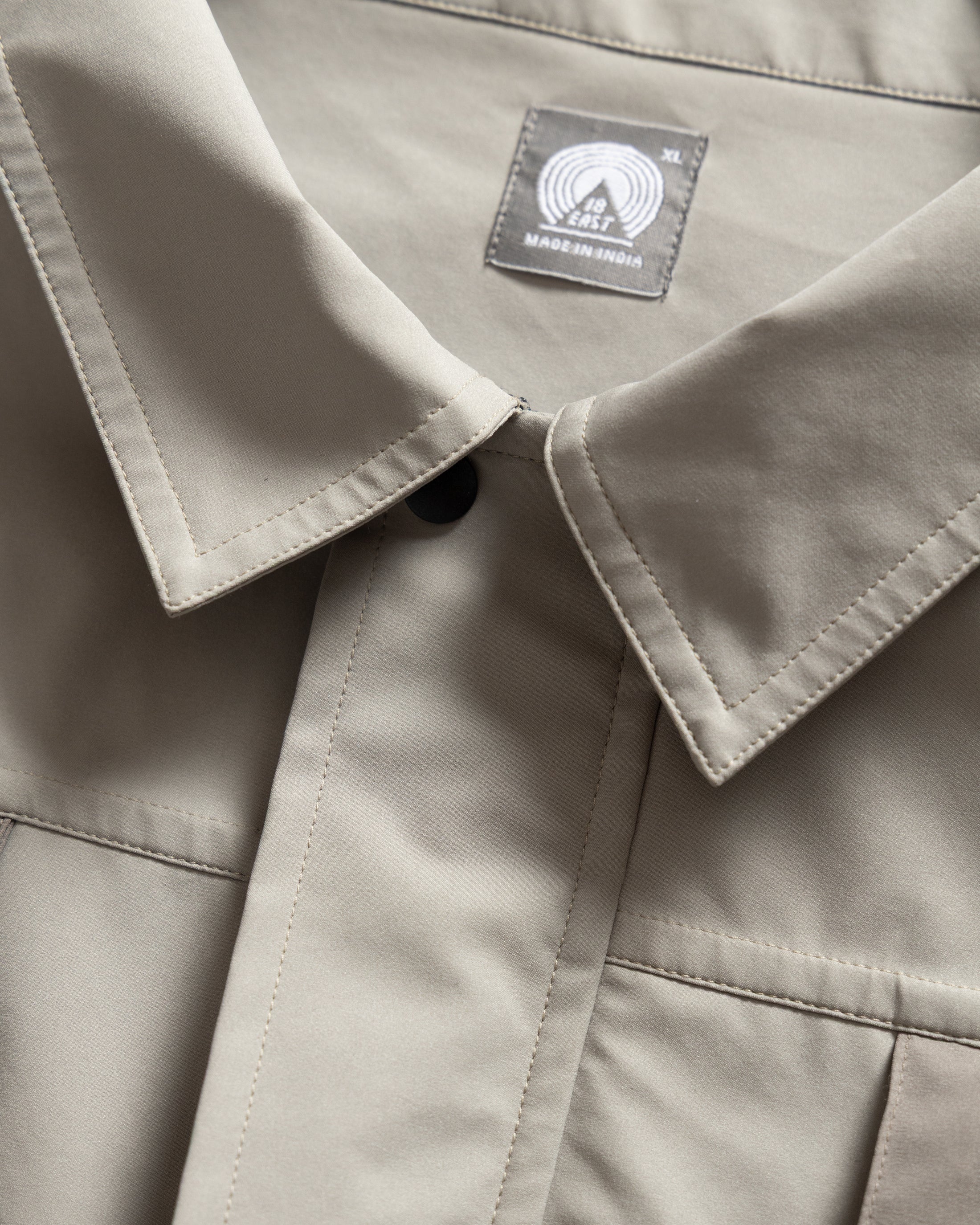 EAST STUDIES MS-120 SHIFT JACKET - STONE / MORCELLA WEATHER-REPELLENT 3L BONDED MEMBRANE