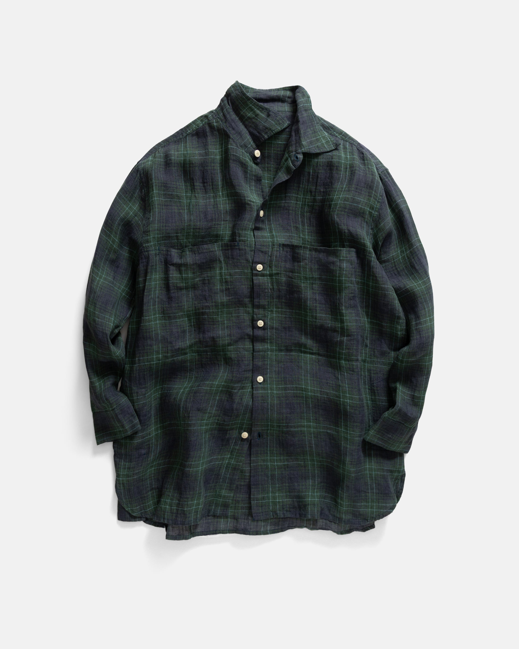 EASY KURTA - SHADED GRASS / SUMMER NAVY / INDIGO BLACKWATCH BELGIAN LINEN