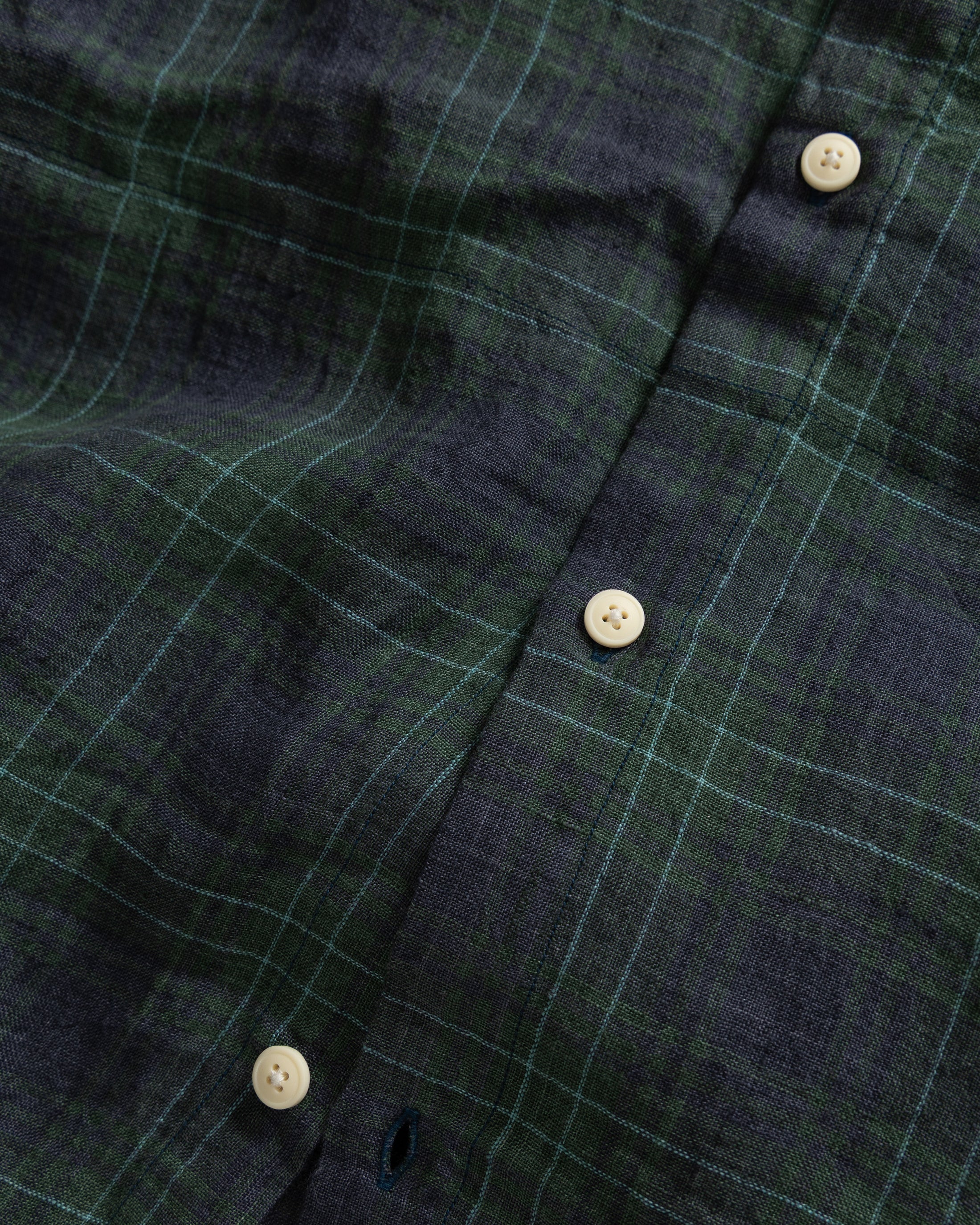 EASY KURTA - SHADED GRASS / SUMMER NAVY / INDIGO BLACKWATCH BELGIAN LINEN