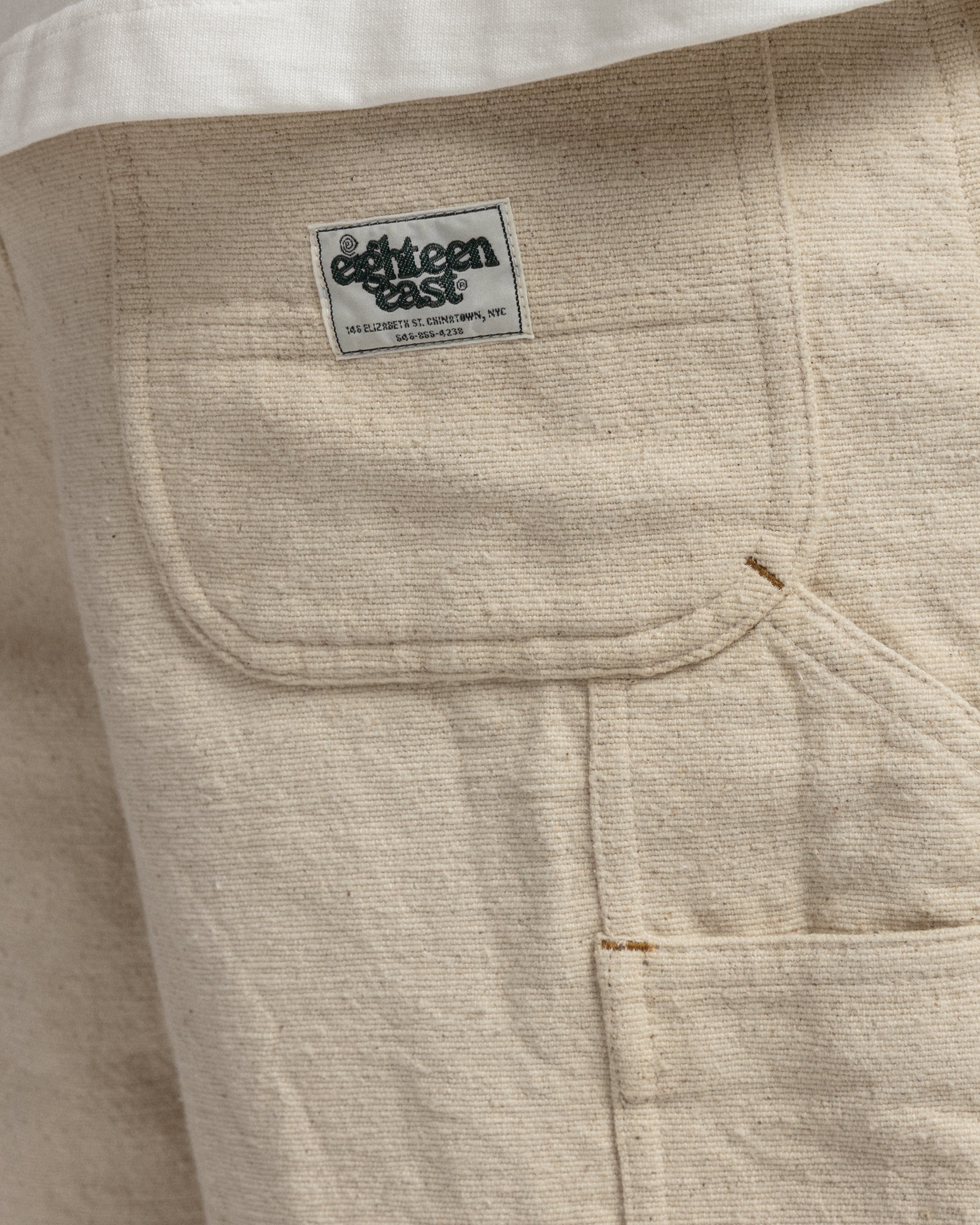 ELI HAND-EMBROIDERED DOUBLE KNEE WORK PANT - UNDYED ECRU HANDSPUN COTTON CANVAS