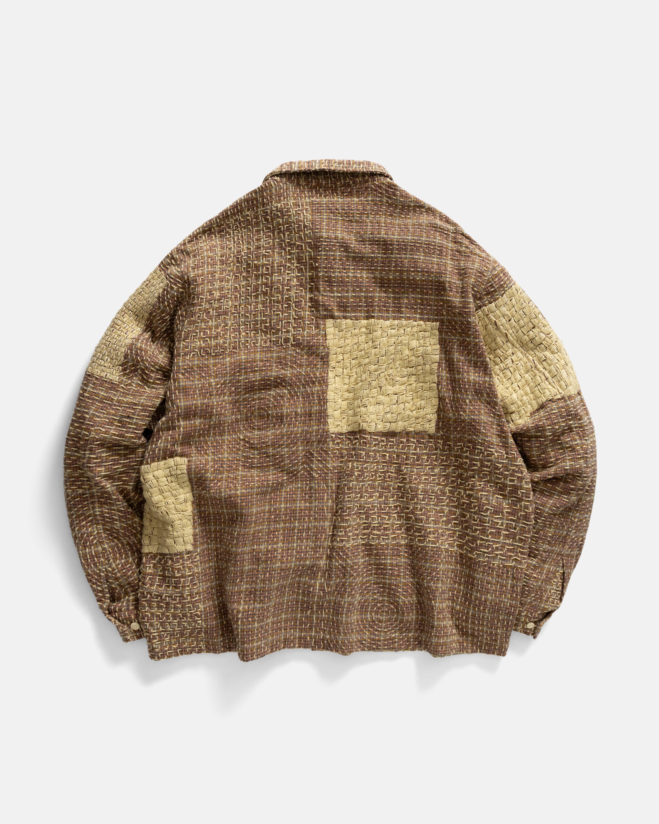 PILCHUCK HAND-EMBROIDERED OVERSHIRT - CLAY / BUTTER /TANGERINE / FOG / ECRU / LAVENDAR COTTON FLANNEL WITH KANTHA STITCHING