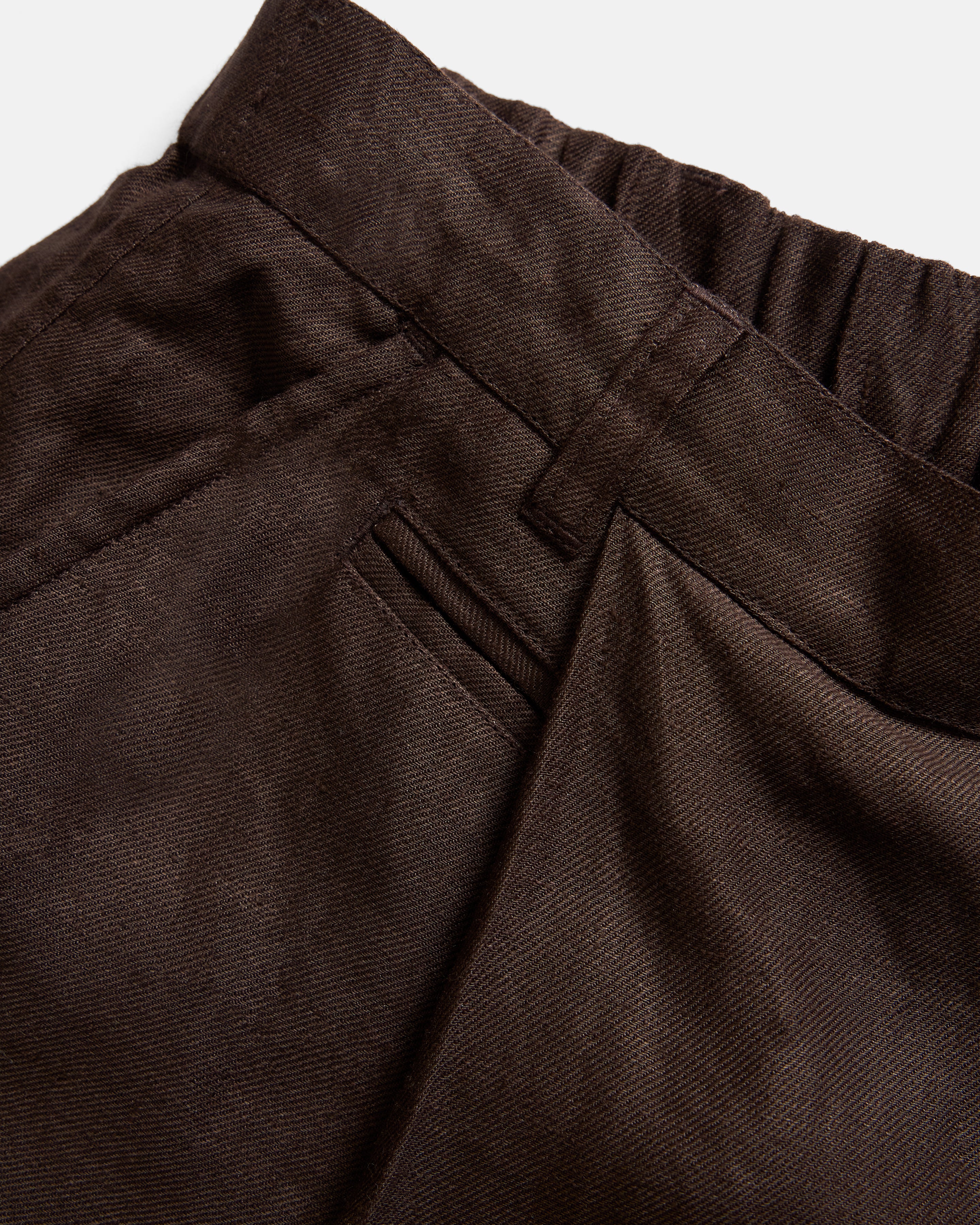 EMERY PLEATED BIG SHORTS - CHOCOLATE BROWN LINEN TWILL