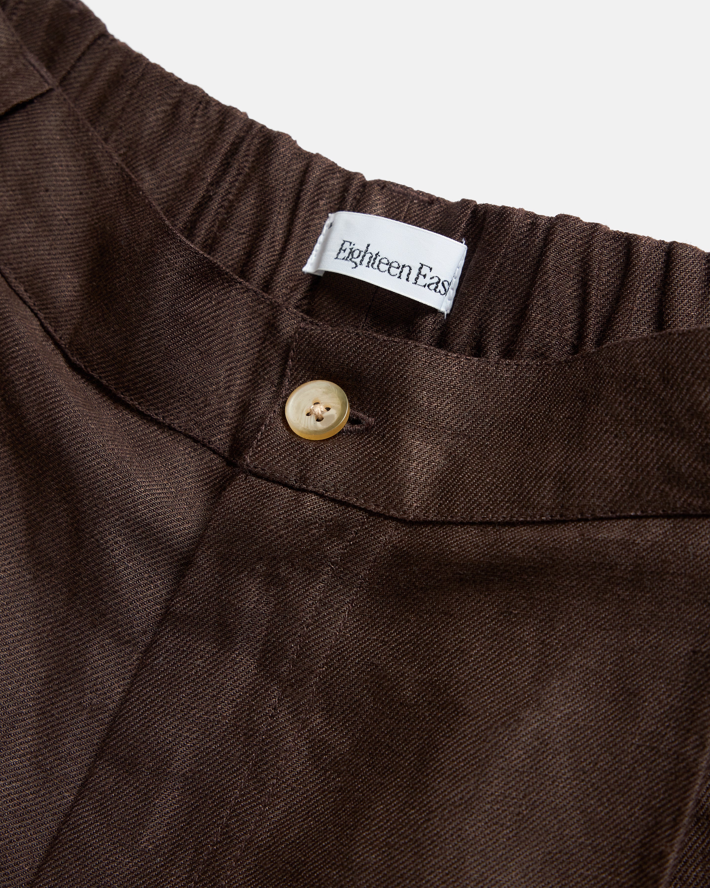 EMERY PLEATED BIG SHORTS - CHOCOLATE BROWN LINEN TWILL