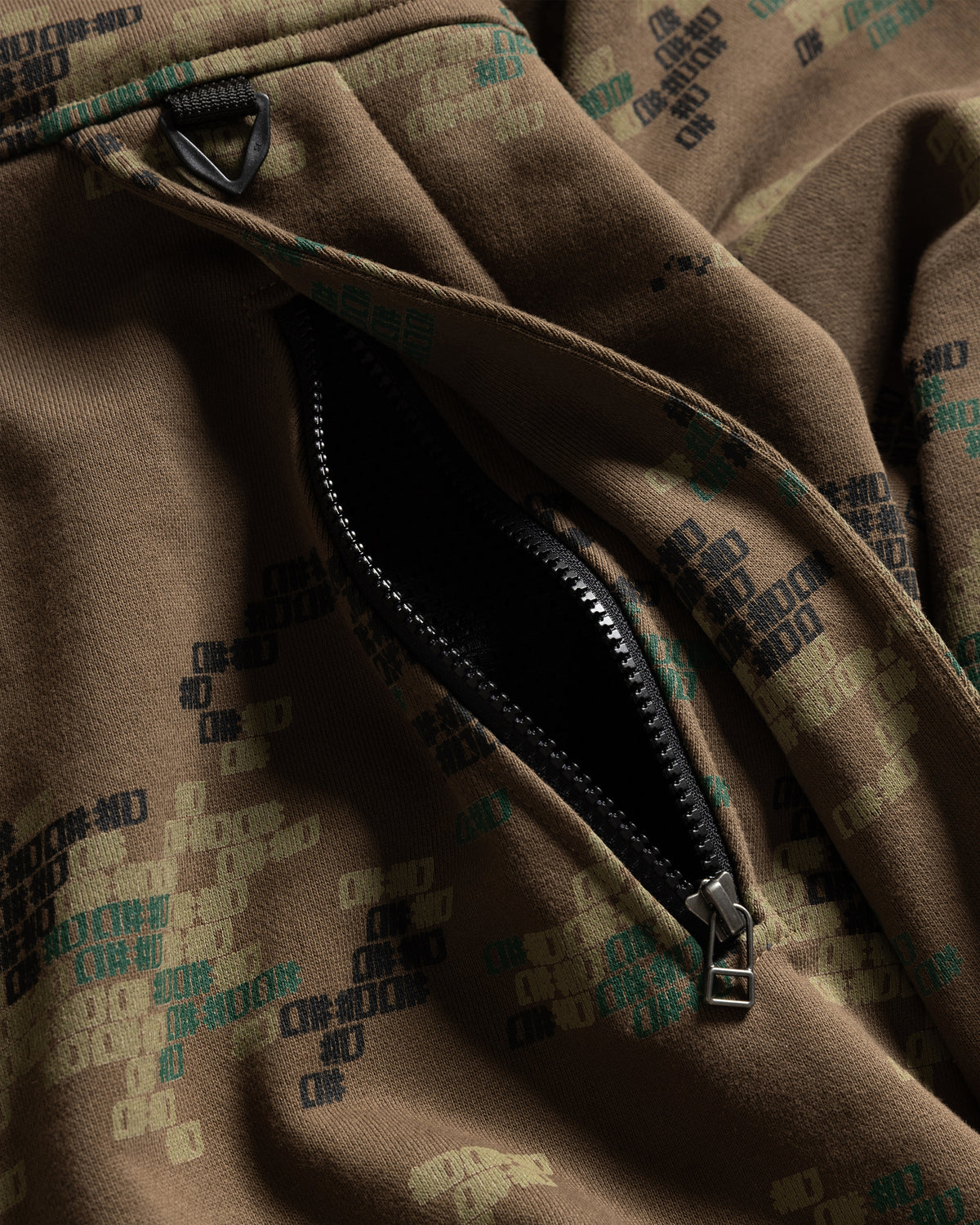 A# FULL-ZIP VENTURA JACKET - HAND SCREENED WOODLAND A# CAMO 19oz. ALL COTTON LOOPBACK TERRY FLEECE