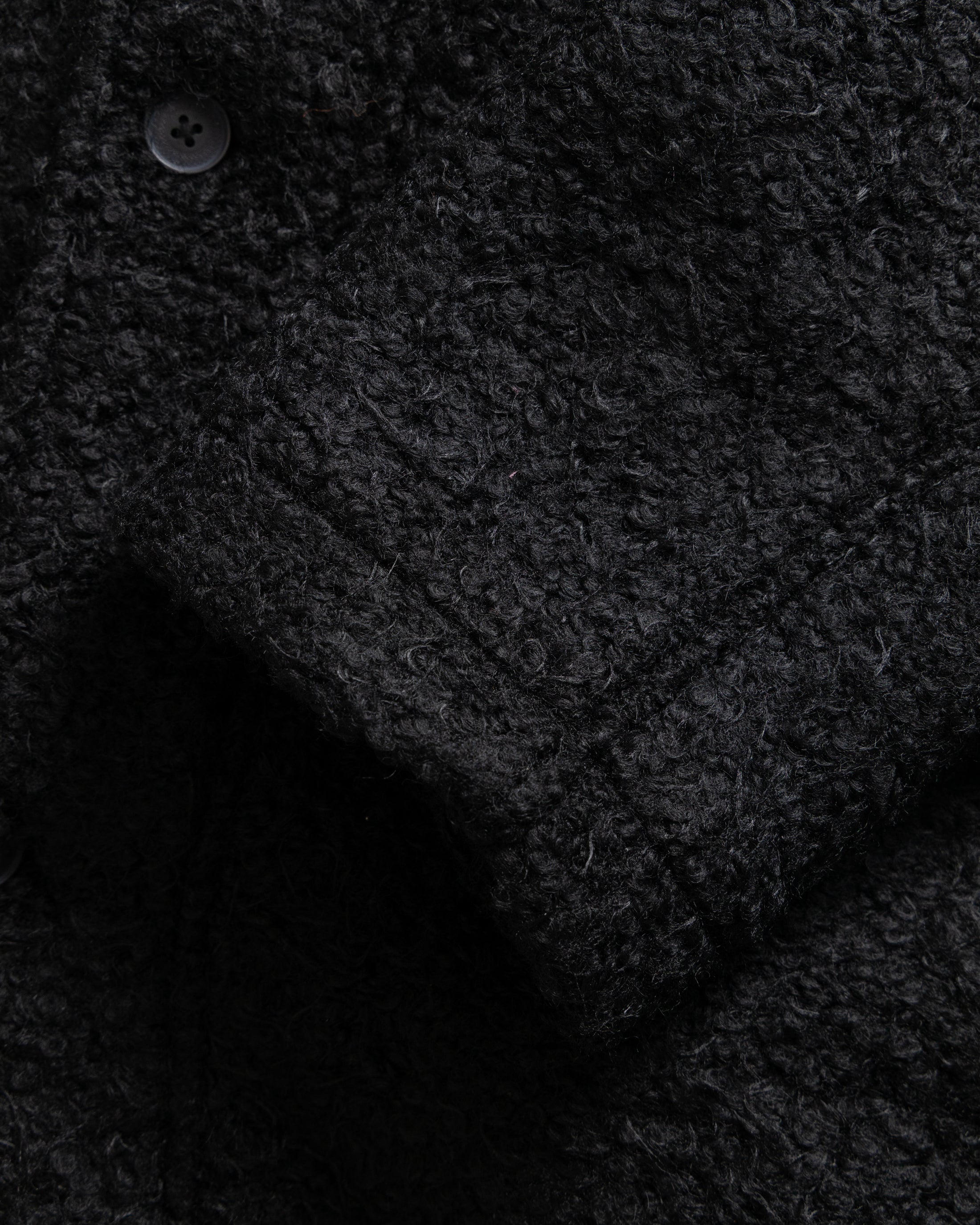 FABRY PANELED TOPCOAT - BLACK "FOHAIR" BLENDED WOOLEN BOUCLÉ