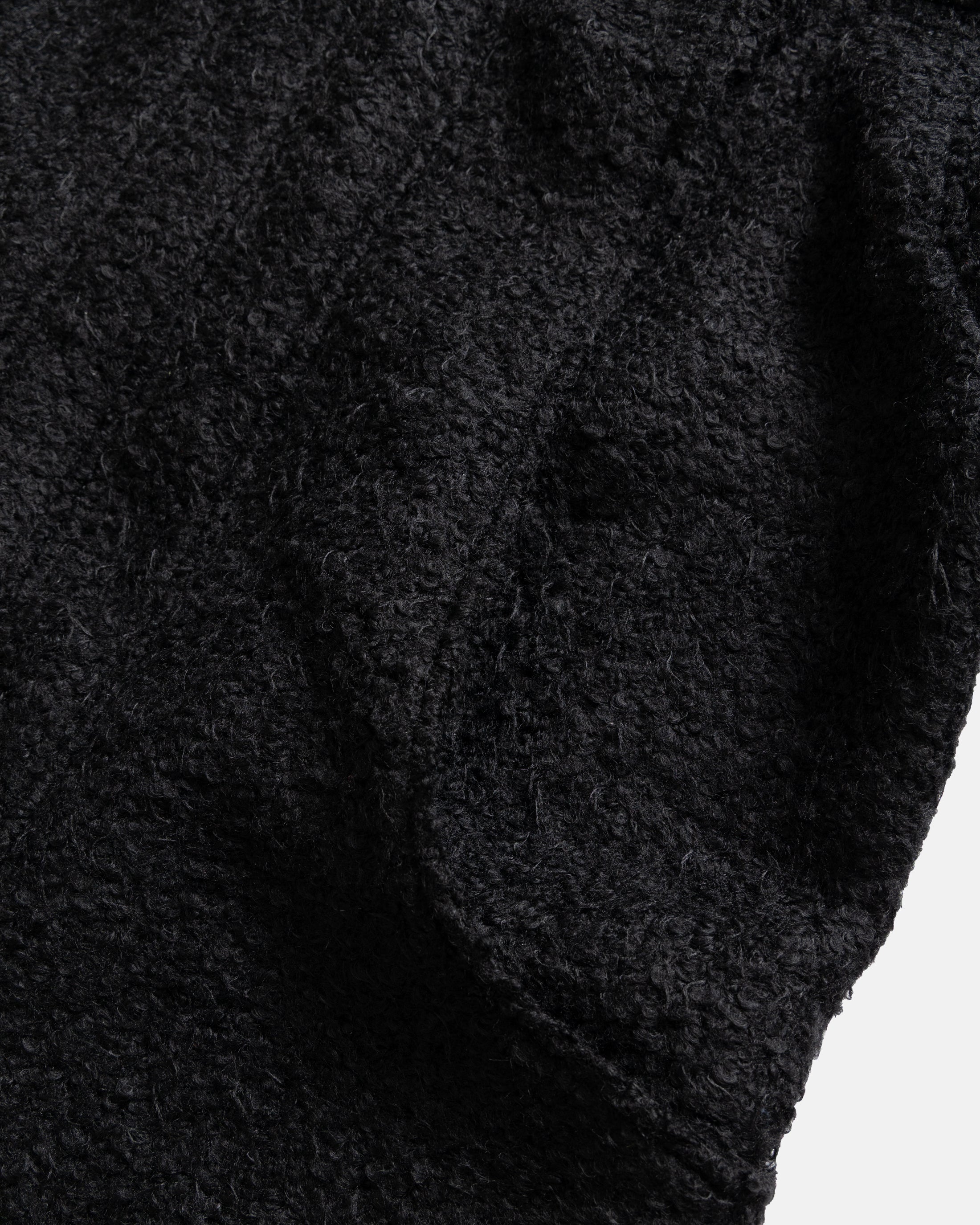 FABRY PANELED TOPCOAT - BLACK "FOHAIR" BLENDED WOOLEN BOUCLÉ