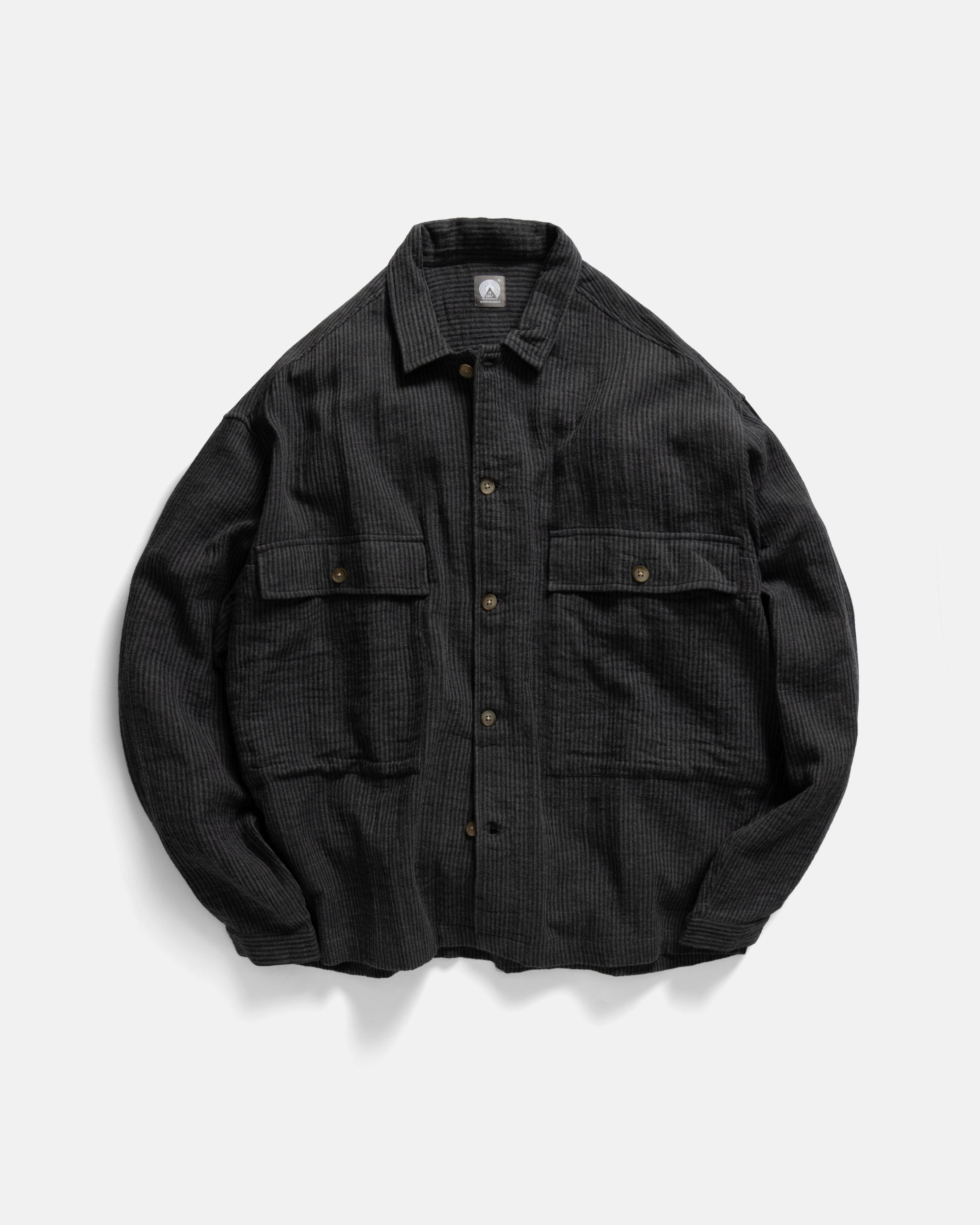 CHAMOIS FLAP POCKET SAM SHIRT - STORM GRAY / BLACK DOUBLE GAUZE COTTON