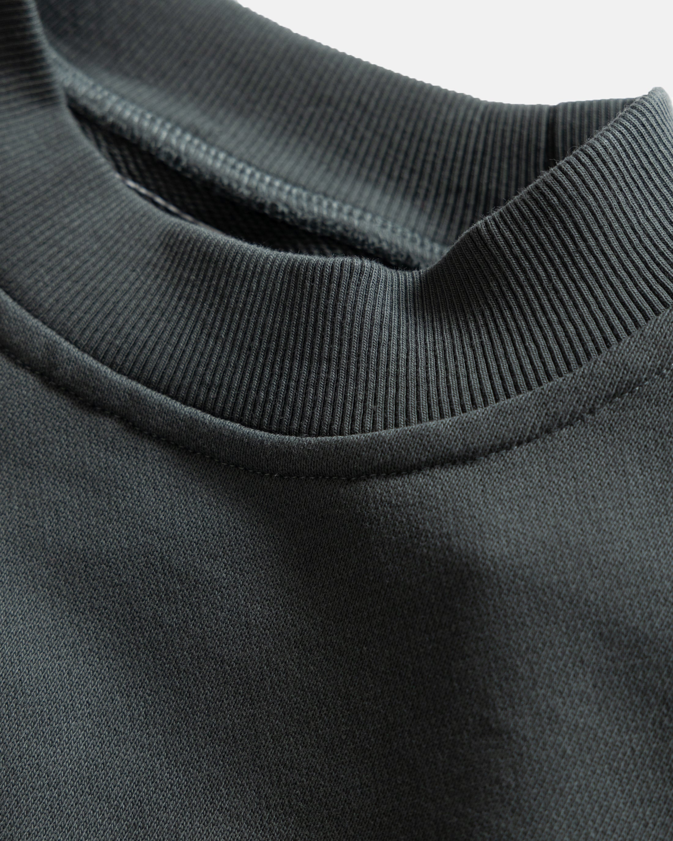 18 EAST x TRUSTEVER FERMI HAND-EMBROIDERED CREWNECK SWEATSHIRT - DEEP FOLIAGE / TRAVERTINE 19oz. ALL COTTON LOOPBACK TERRY FLEECE