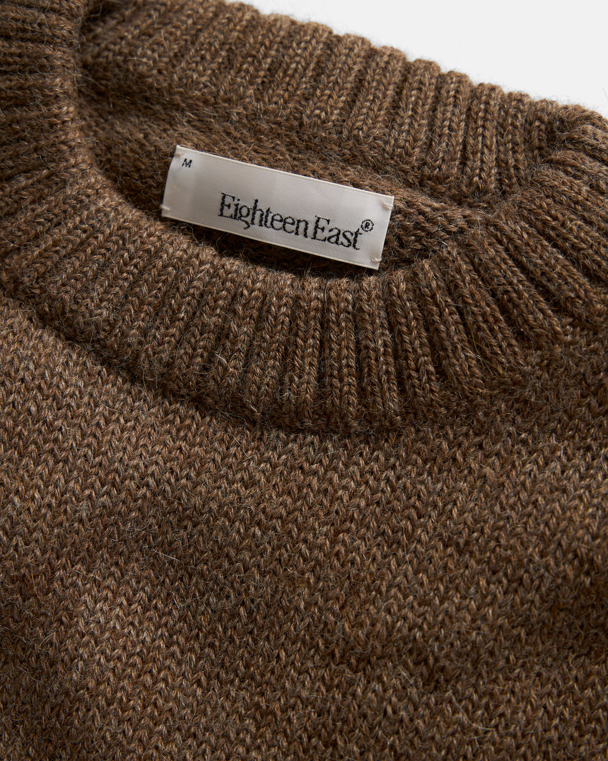 FIGLI SINGLE STRIPE CREWNECK SWEATER - WALNUT / TERRACOTTA MELANGE HANDLOOM BABY ALPACA