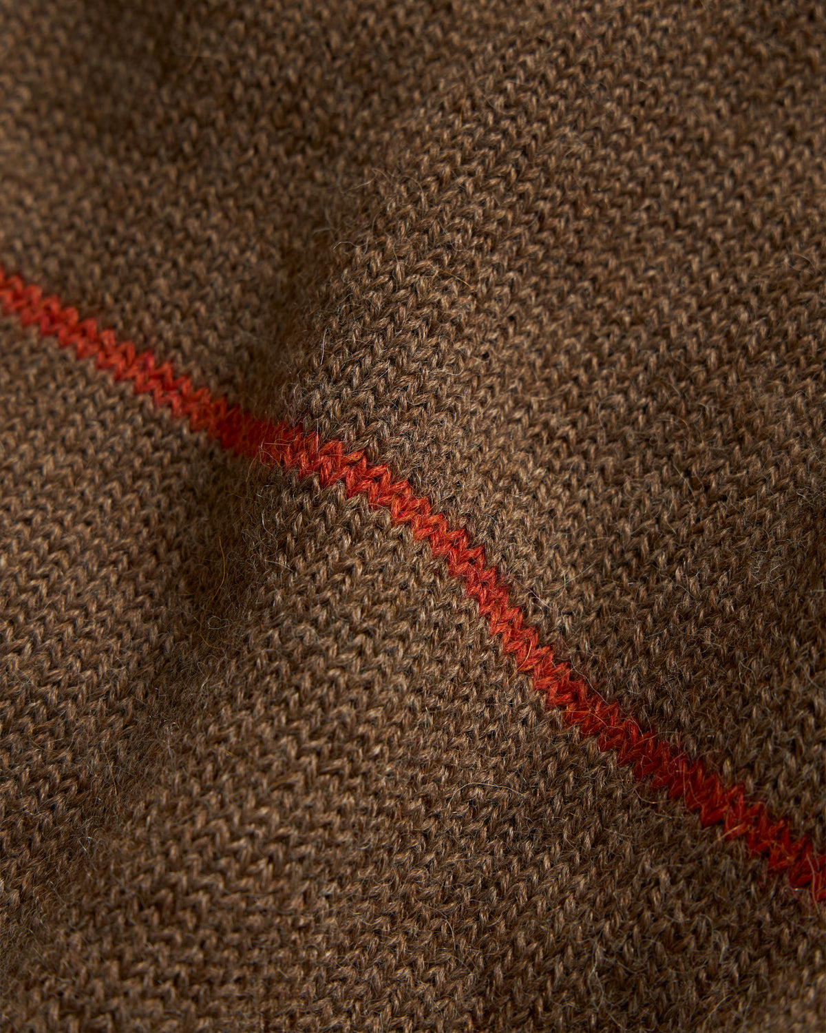 FIGLI SINGLE STRIPE CREWNECK SWEATER - WALNUT / TERRACOTTA MELANGE HANDLOOM BABY ALPACA