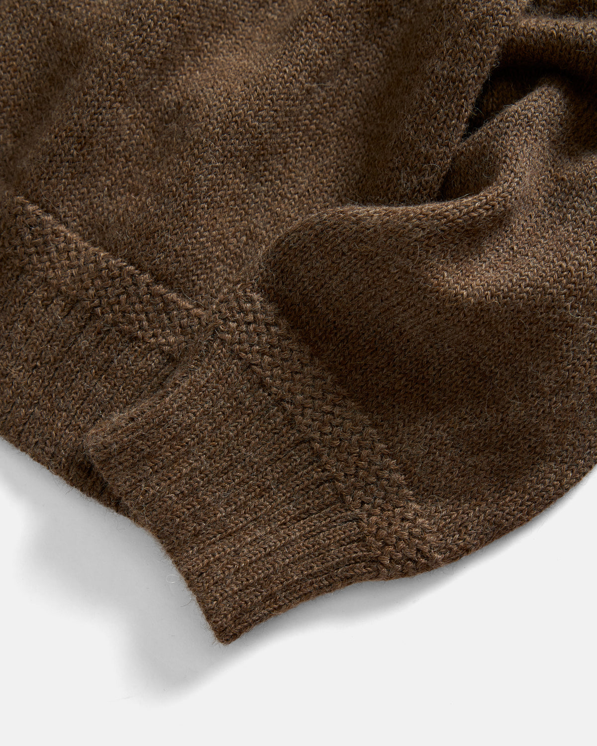 FIGLI SINGLE STRIPE CREWNECK SWEATER - WALNUT / TERRACOTTA MELANGE HANDLOOM BABY ALPACA