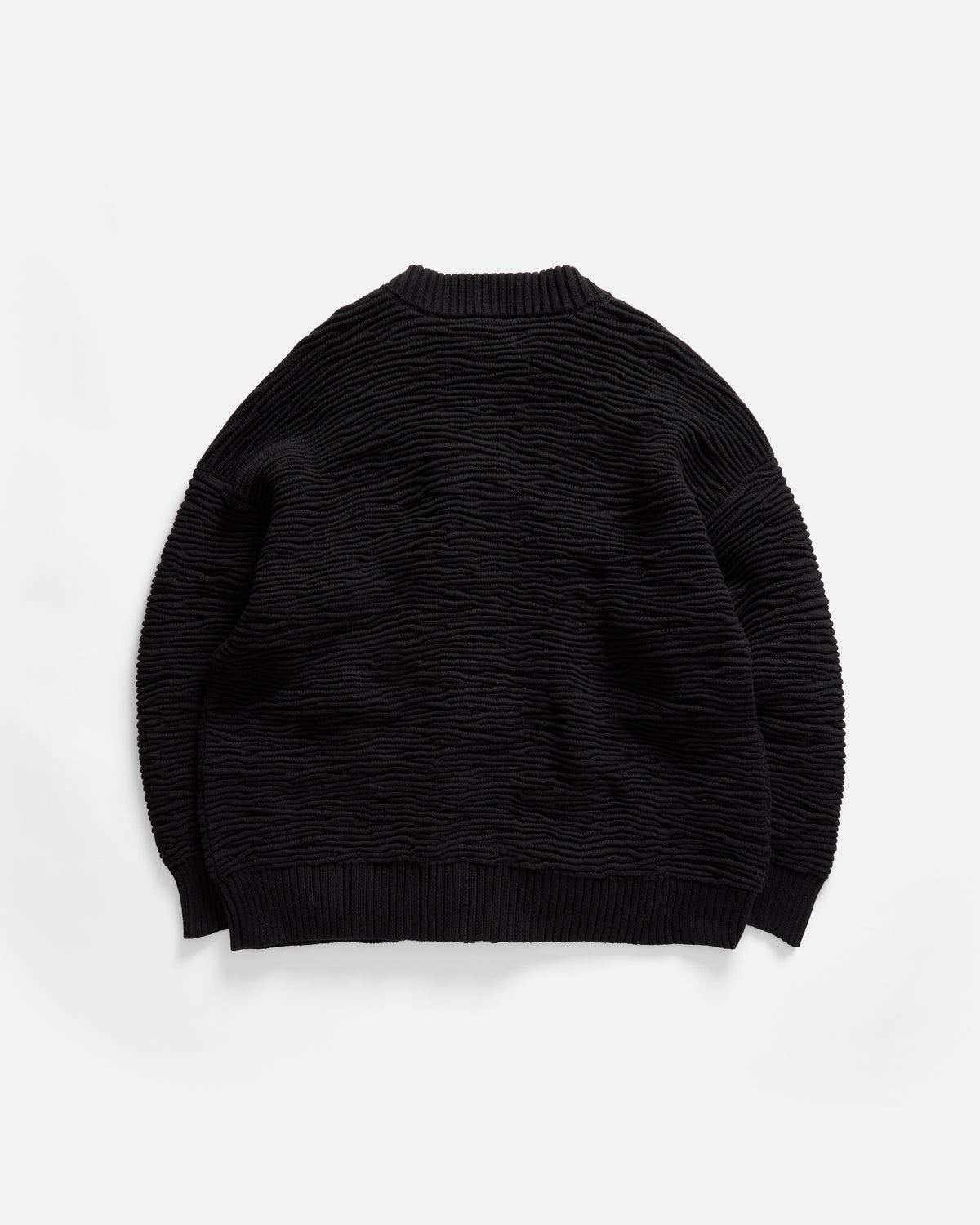 FRICTION RIDGE ZIP CREWNECK CARDIGAN - BLACK PERUVIAN TANGUIS COTTON