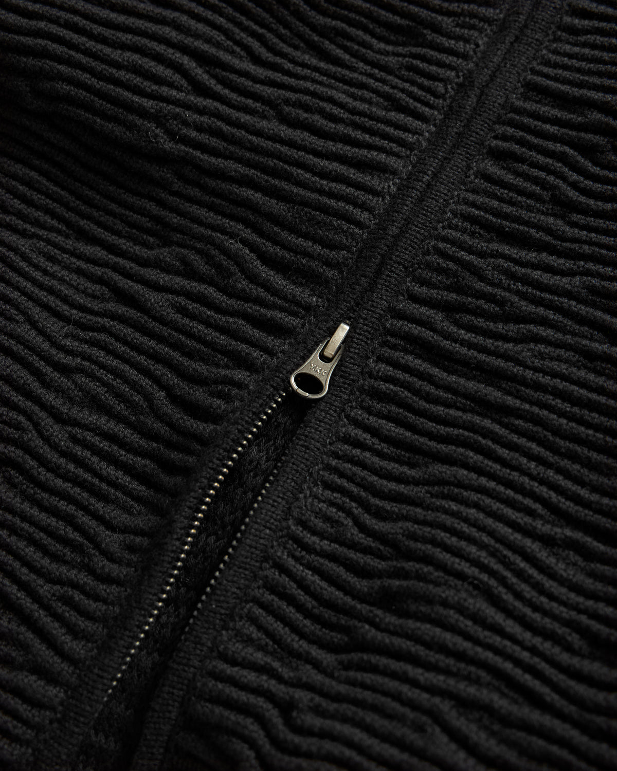 FRICTION RIDGE ZIP CREWNECK CARDIGAN - BLACK PERUVIAN TANGUIS COTTON