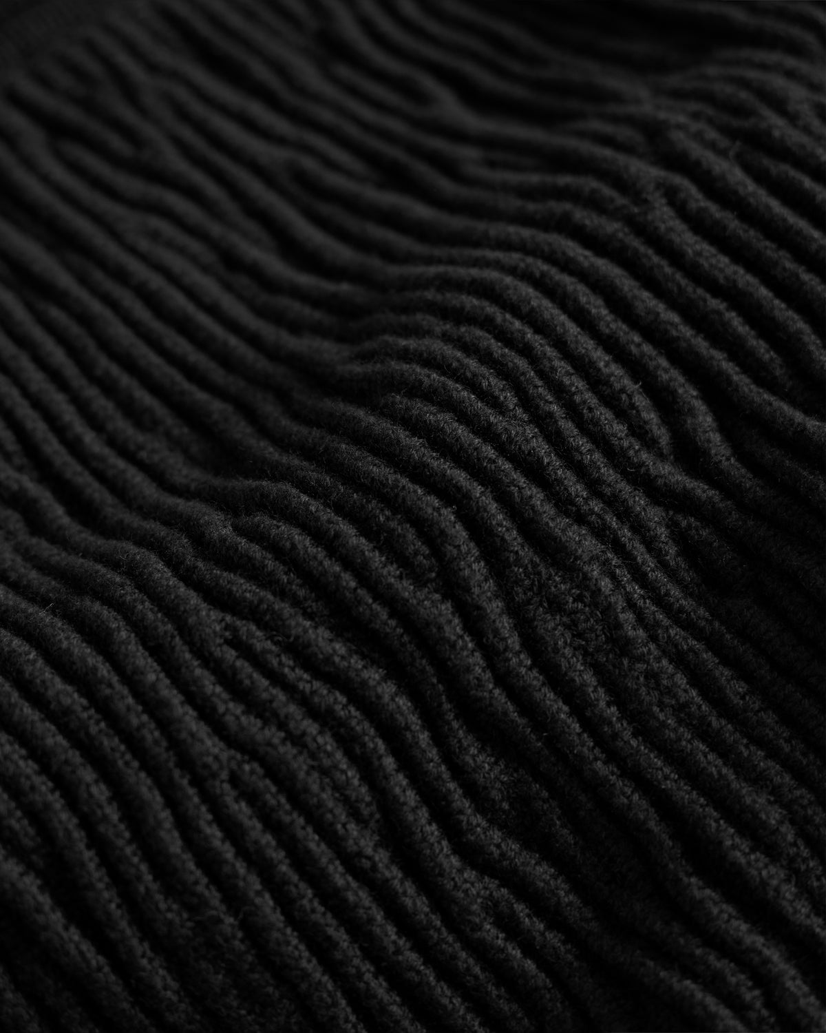 FRICTION RIDGE ZIP CREWNECK CARDIGAN - BLACK PERUVIAN TANGUIS COTTON