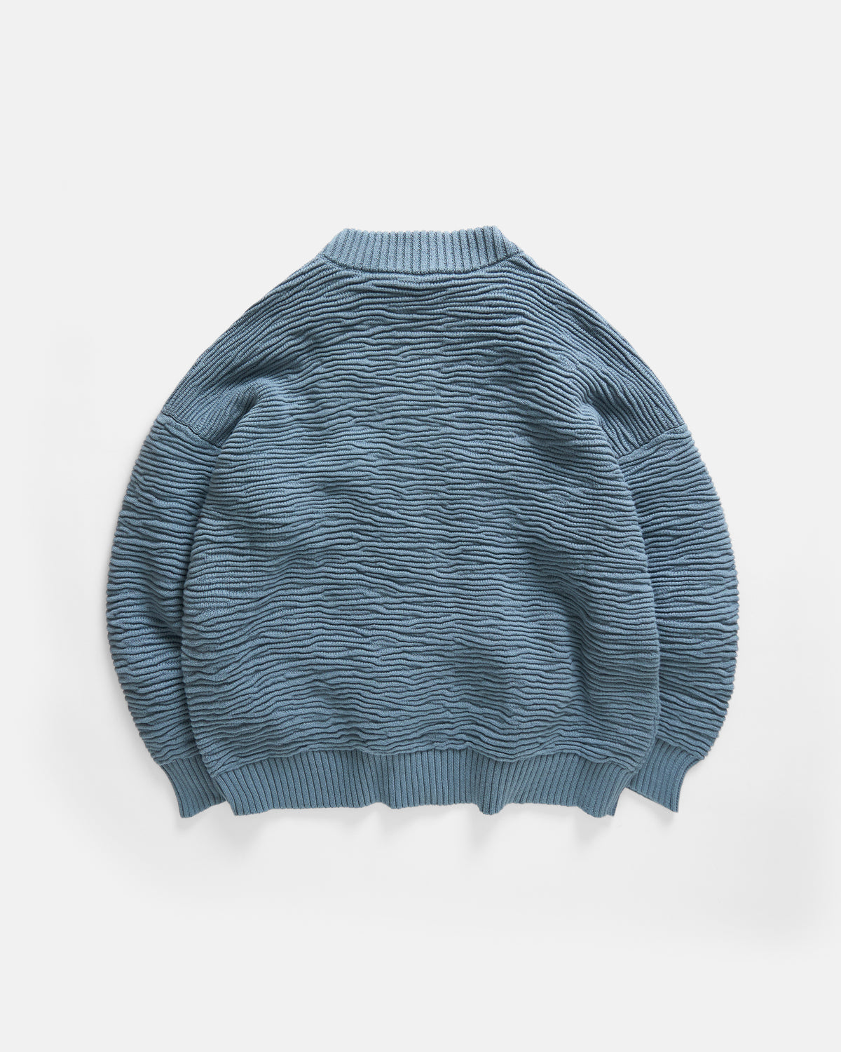 FRICTION RIDGE ZIP CREWNECK CARDIGAN - BLUE MIRAGE PERUVIAN TANGUIS COTTON