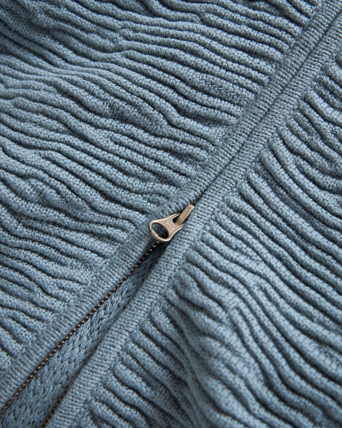 FRICTION RIDGE ZIP CREWNECK CARDIGAN - BLUE MIRAGE PERUVIAN TANGUIS COTTON