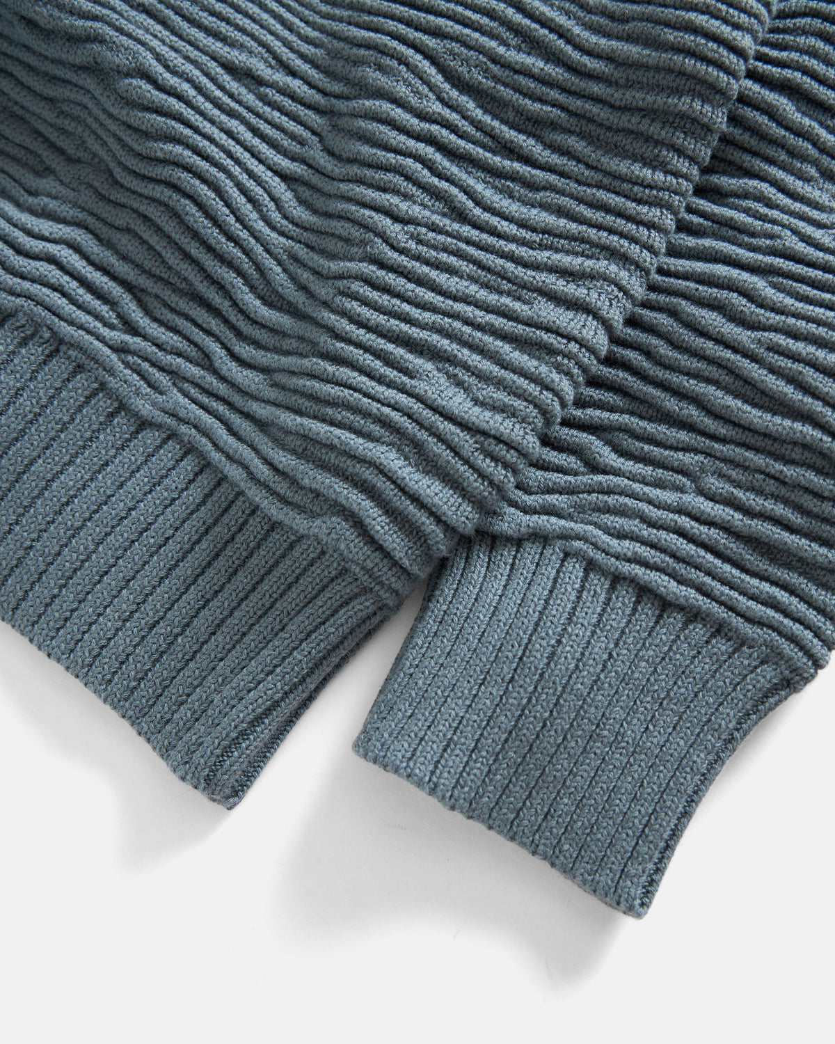 FRICTION RIDGE ZIP CREWNECK CARDIGAN - BLUE MIRAGE PERUVIAN TANGUIS COTTON