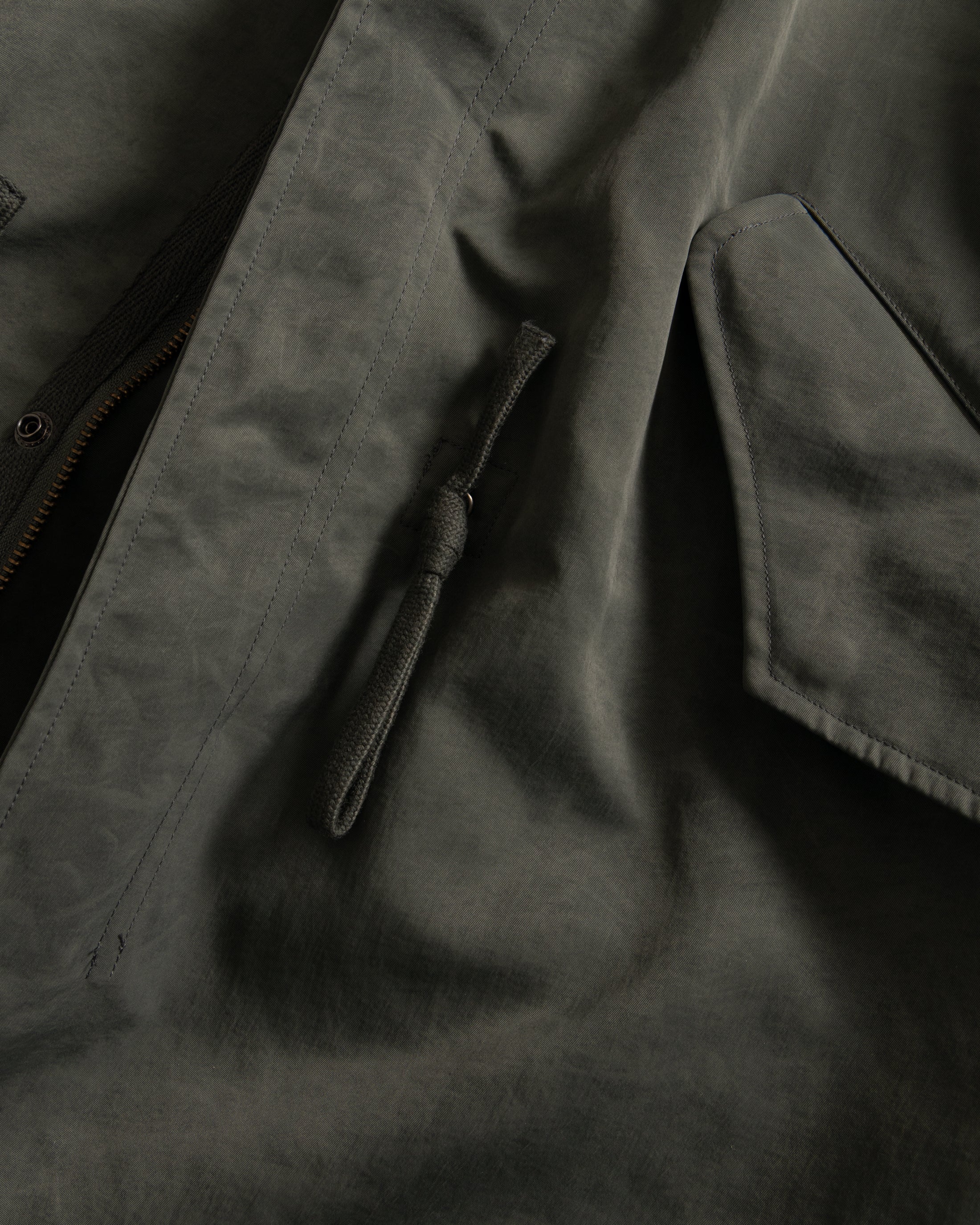 PAOLO FISHTAIL PARKA WITH REMOVABLE QUILTED LINER JACKET - FOLIAGE WAXED NYLON / TRAVERTINE "COBBLESTONE' NYLON RIPSTOP