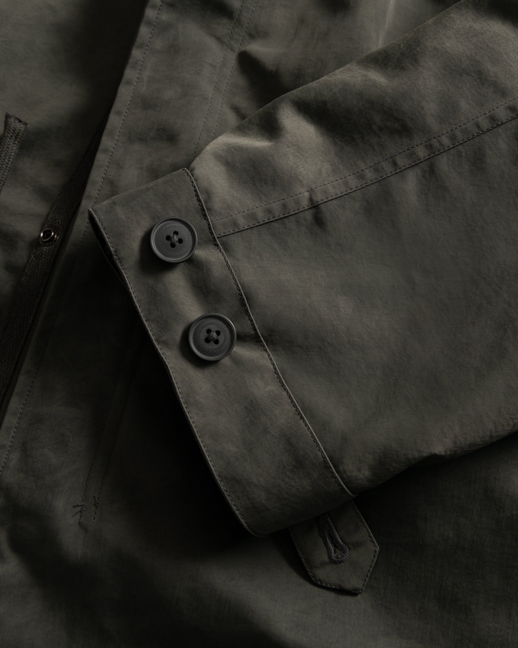 PAOLO FISHTAIL PARKA WITH REMOVABLE QUILTED LINER JACKET - FOLIAGE WAXED NYLON / TRAVERTINE "COBBLESTONE' NYLON RIPSTOP