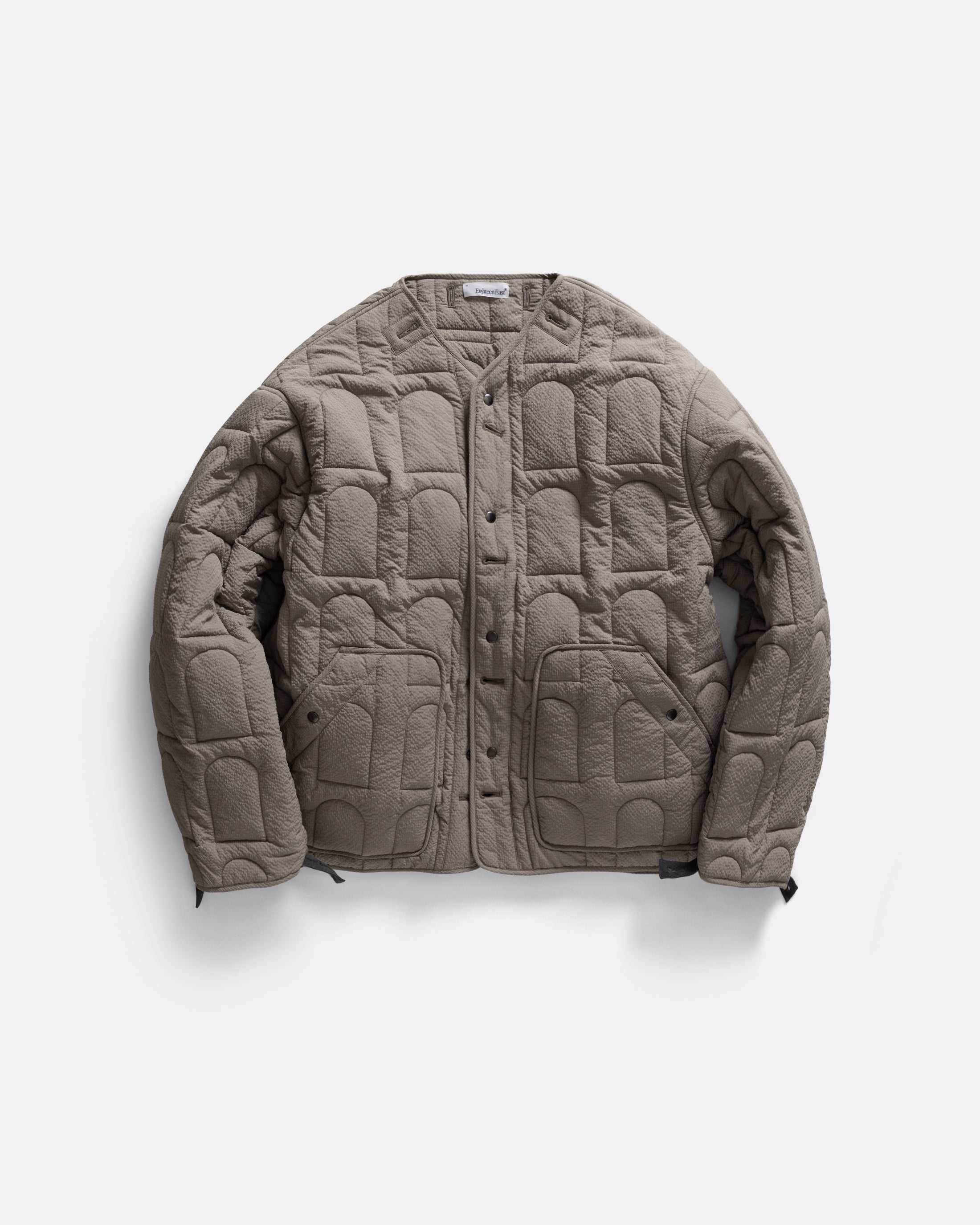 PAOLO FISHTAIL PARKA WITH REMOVABLE QUILTED LINER JACKET - FOLIAGE WAXED NYLON / TRAVERTINE "COBBLESTONE' NYLON RIPSTOP
