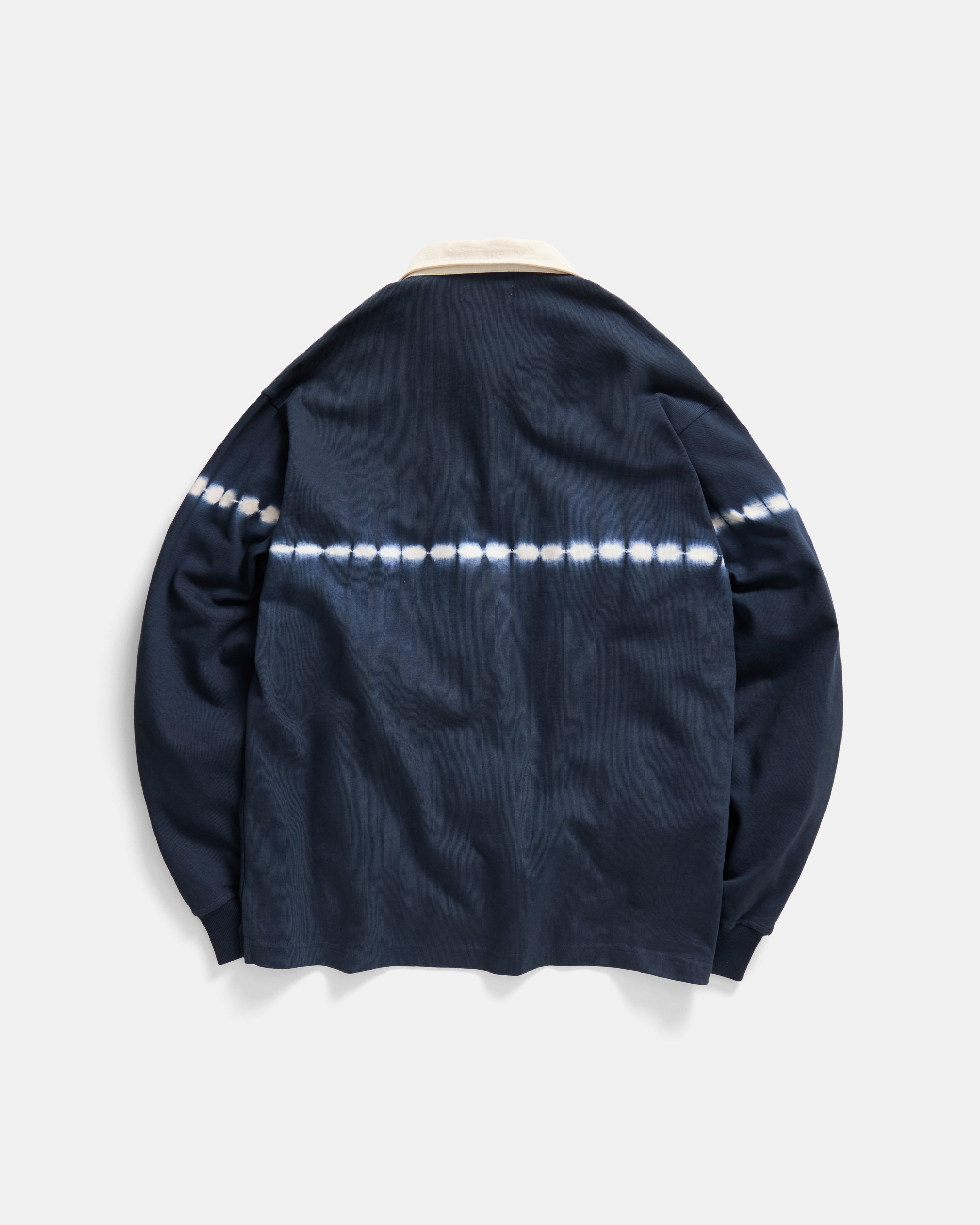 FISKE L/S RUGBY - BLUE GRAPHITE / SALT TIE DYED HEAVYWEIGHT COTTON JERSEY