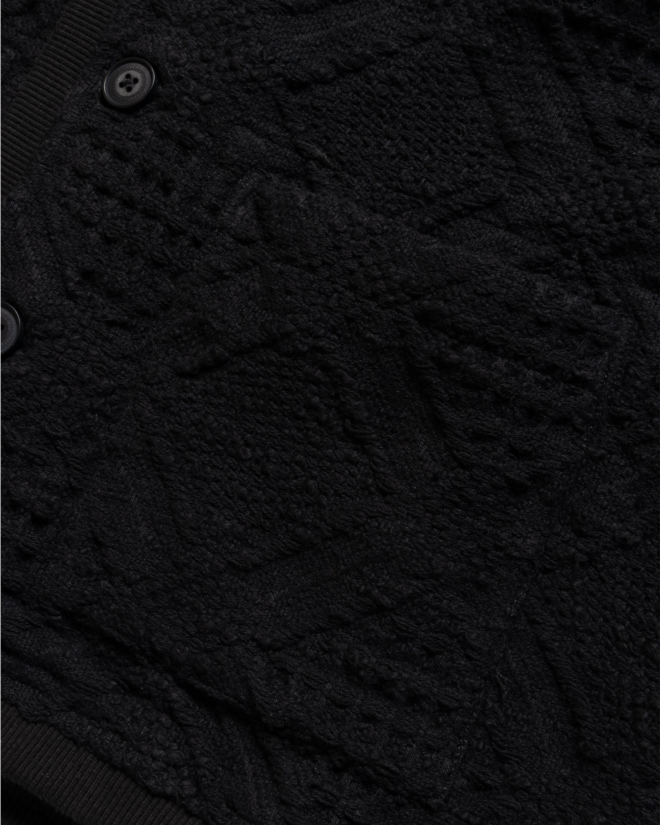 FOLA V-NECK CARDIGAN - BLACK HANDLOOM COTTON BLANKETING