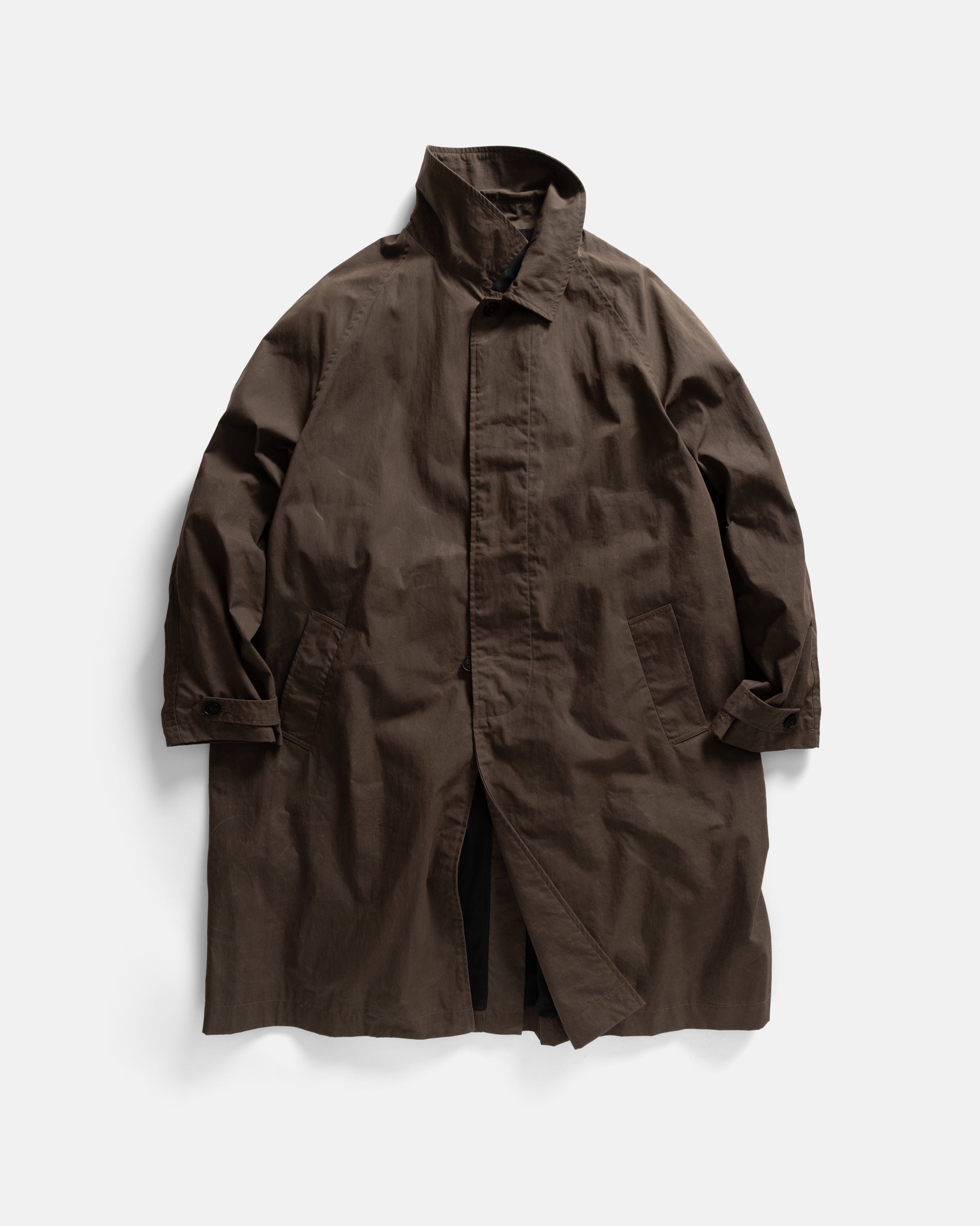 FULL RAGLAN BAL COAT - MIRKWOOD BROWN WATER-REPELLENT BEESWAX COATED COTTON / NYLON