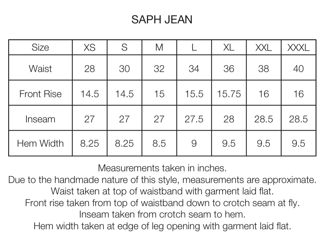 SAPH FIVE POCKET JEANS - 13 oz. RAW DENIM