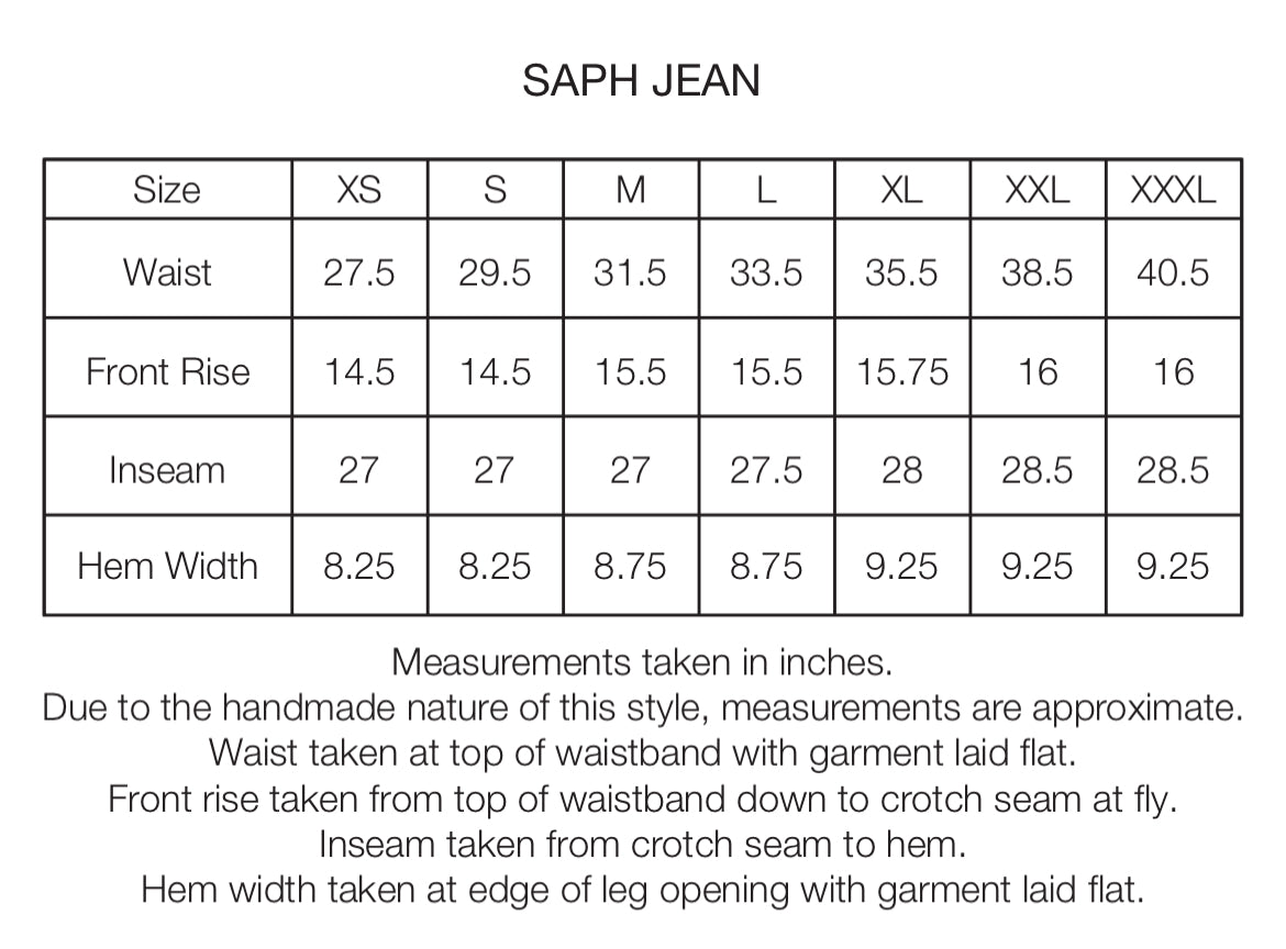 SAPH FIVE POCKET JEANS - OVERDYED BLACK HAND-EMBROIDERED COTTON BULL DENIM