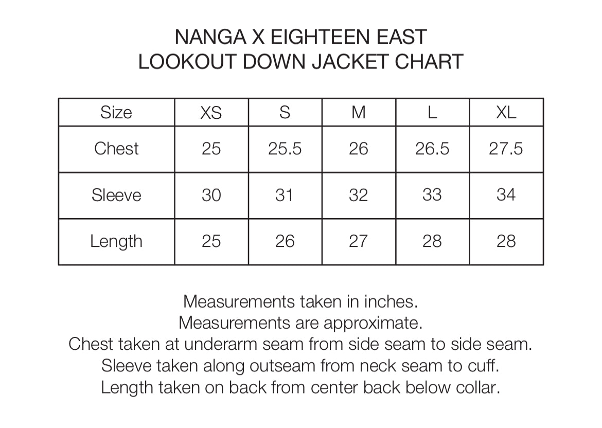 18 EAST / NANGA LOOKOUT DOWN JACKET - CHARCOAL MELANGE TAKIBI / SILVERBLUE 15DN RIPSTOP NYLON