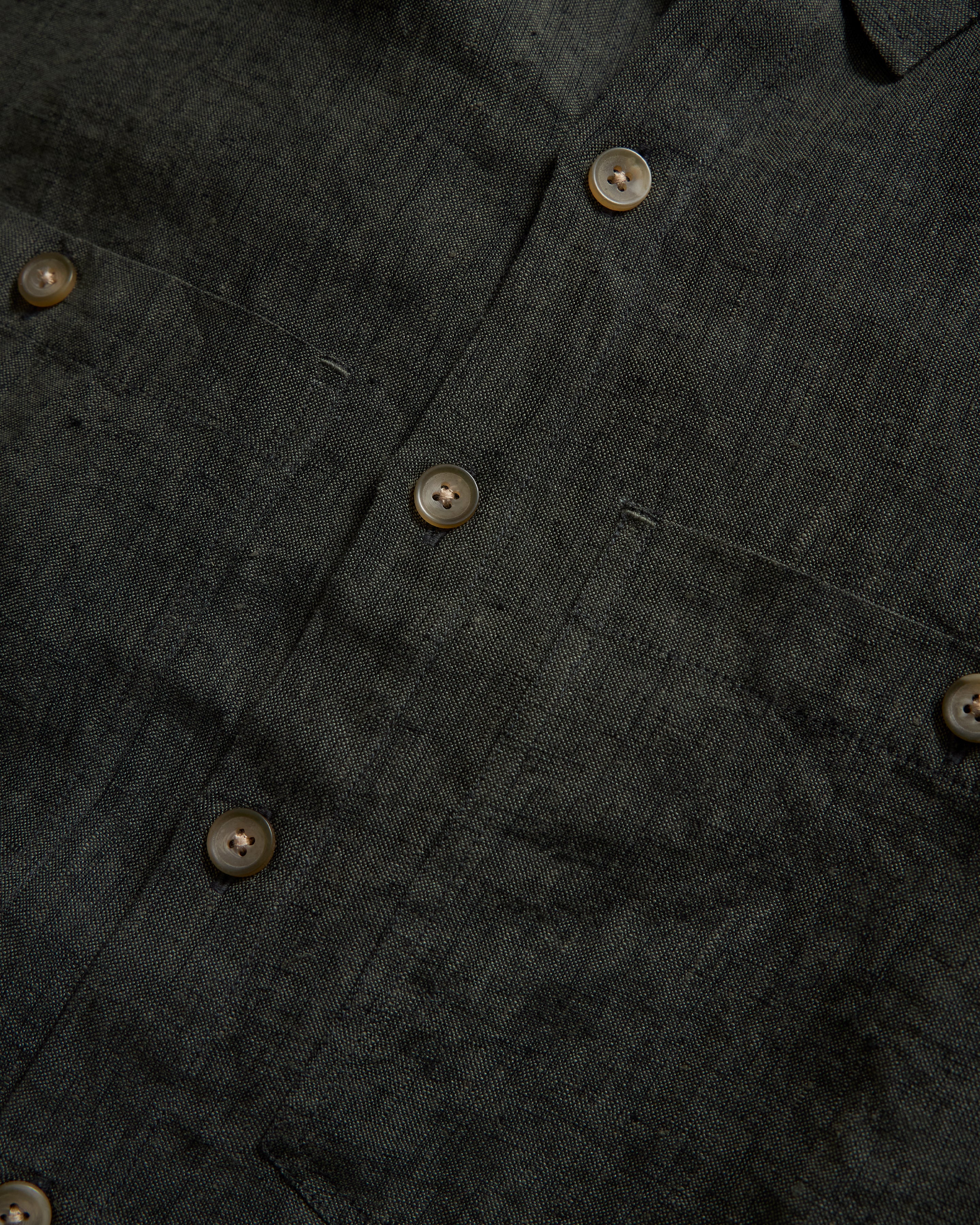 GALE BOX SHIRT - FATIGUE OLIVE / BLACK LINEN CHAMBRAY