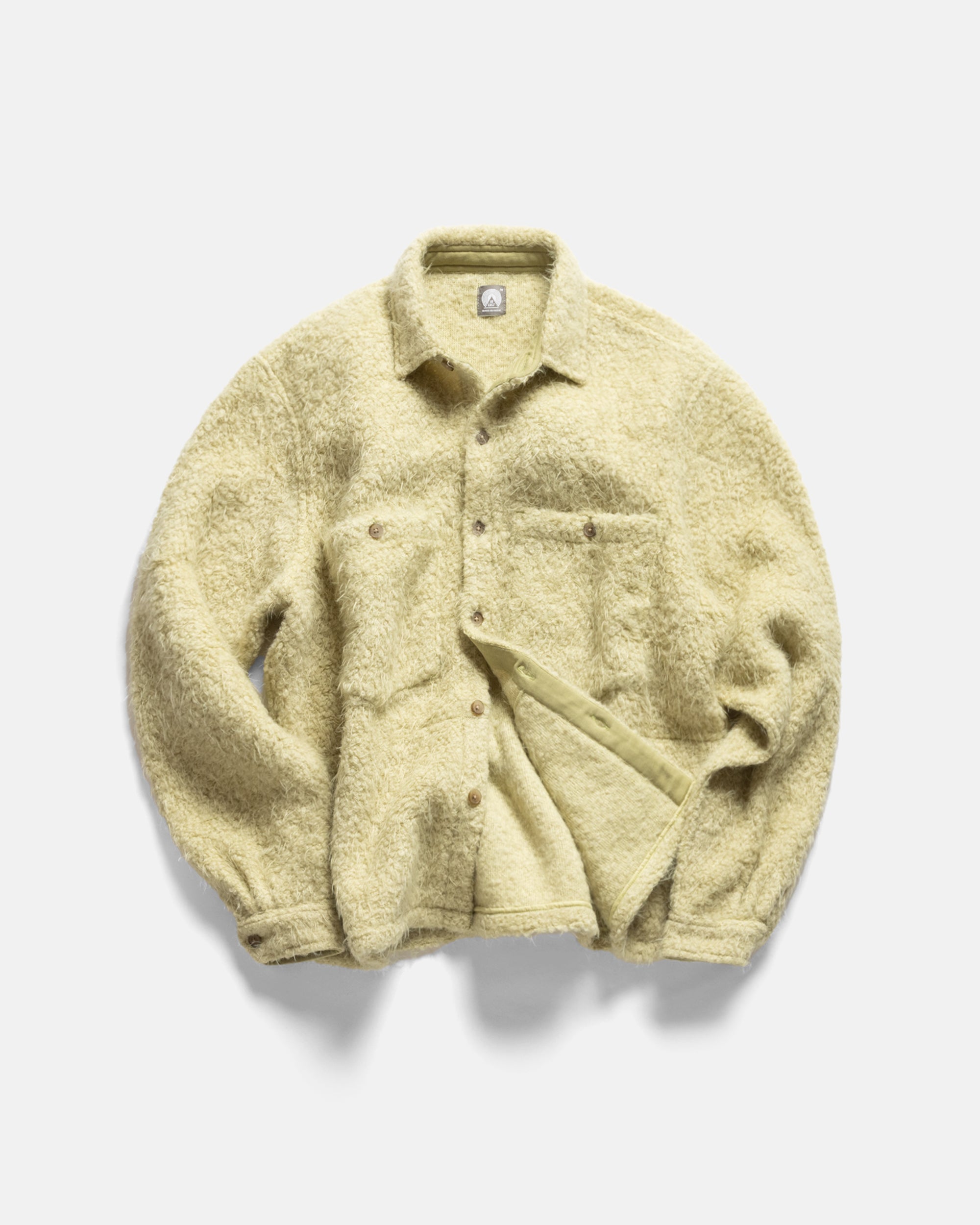 GALE KNIT SHIRT - CELERY "FOHAIR" BLENDED WOOLEN BOUCLÉ