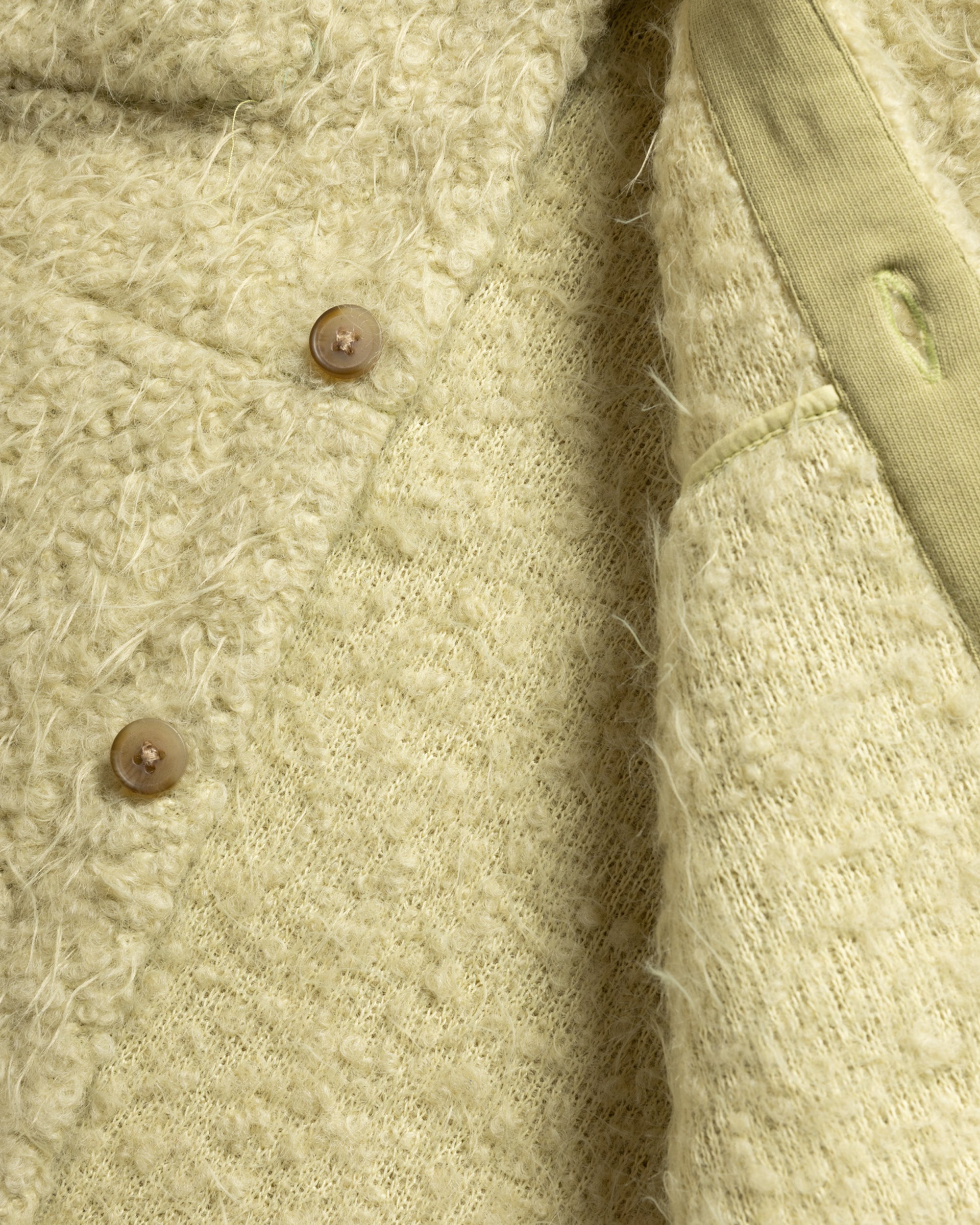 GALE KNIT SHIRT - CELERY "FOHAIR" BLENDED WOOLEN BOUCLÉ