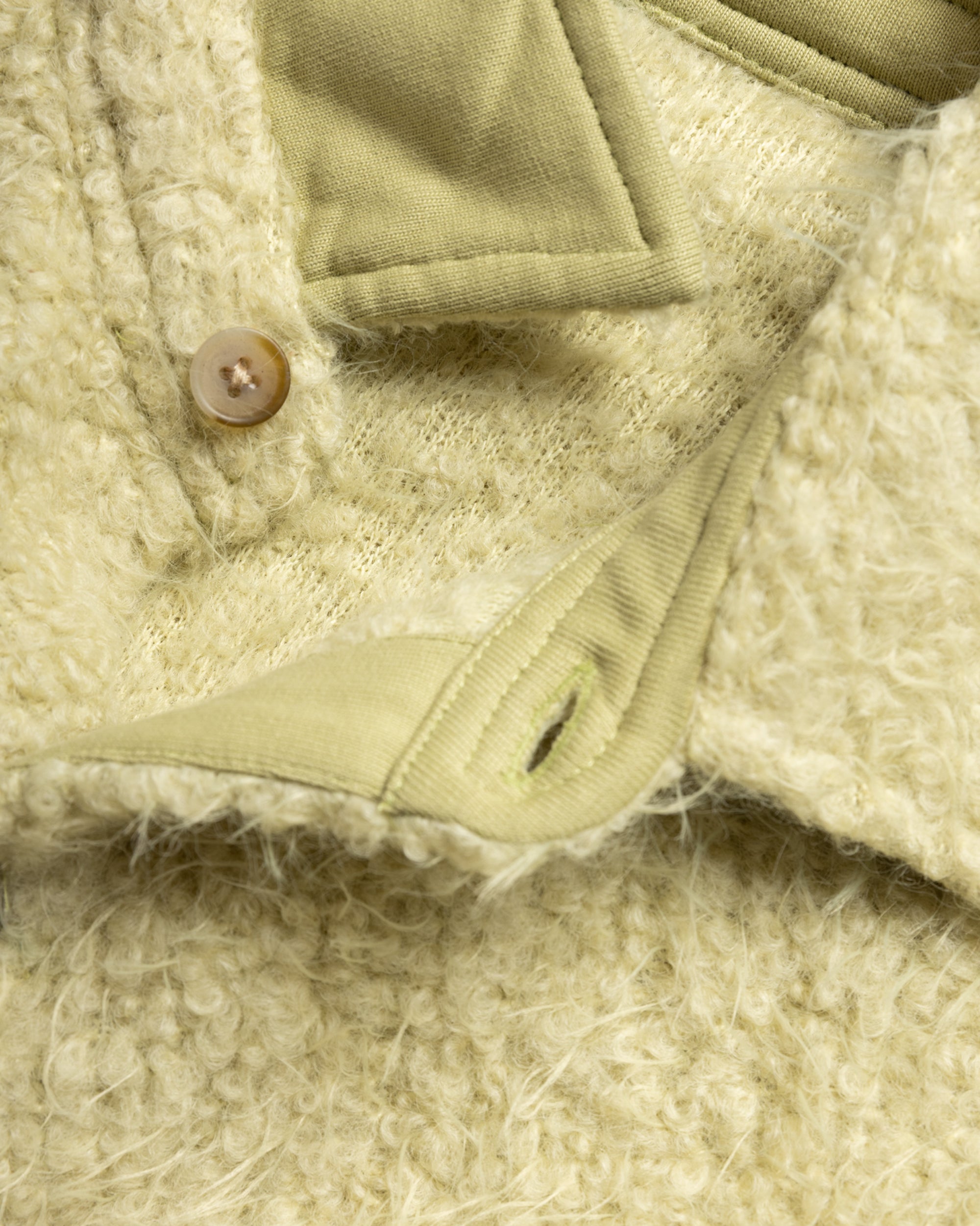 GALE KNIT SHIRT - CELERY "FOHAIR" BLENDED WOOLEN BOUCLÉ