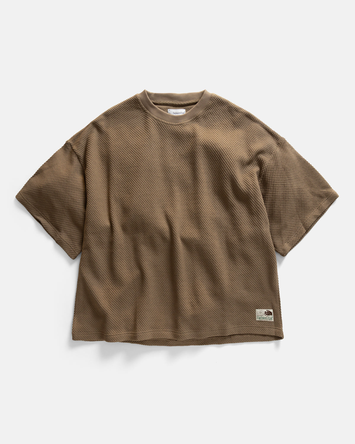 GRAHAME BIG TEE - WASHED BROWN EXPLODED PIQUE DOUBLE-FACE COTTON