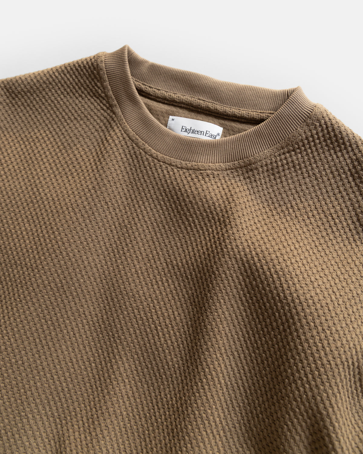 GRAHAME BIG TEE - WASHED BROWN EXPLODED PIQUE DOUBLE-FACE COTTON