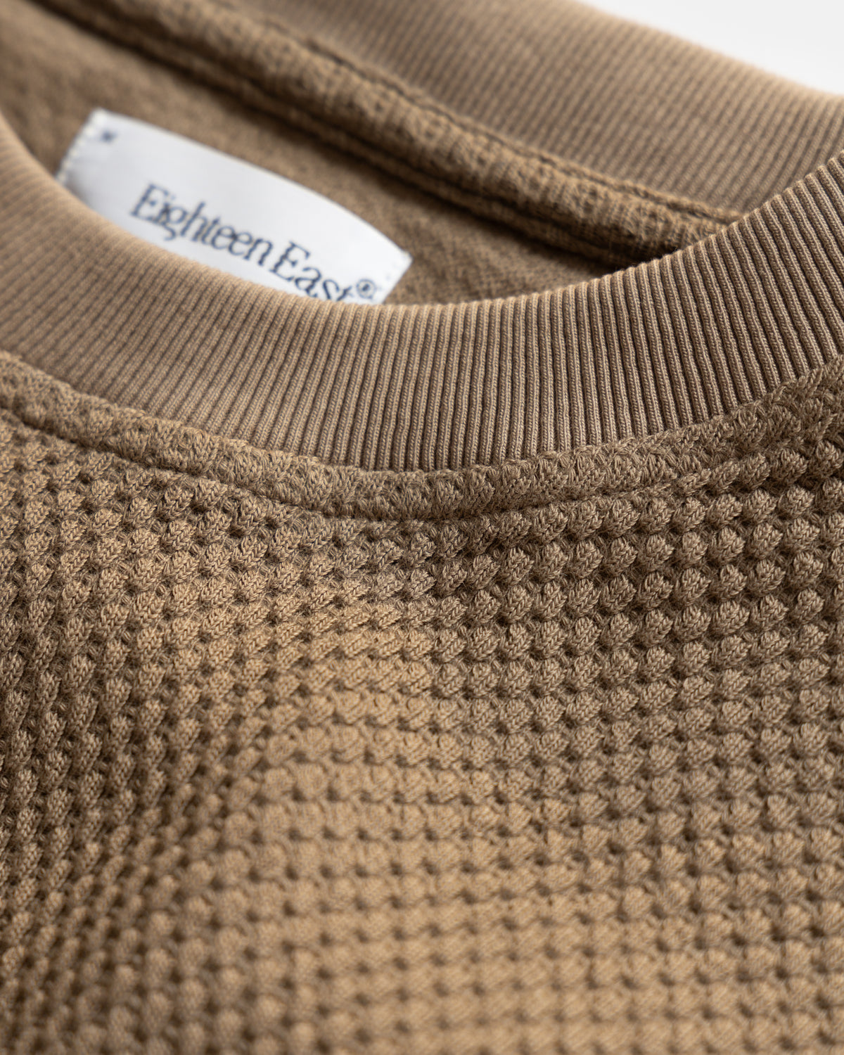 GRAHAME BIG TEE - WASHED BROWN EXPLODED PIQUE DOUBLE-FACE COTTON